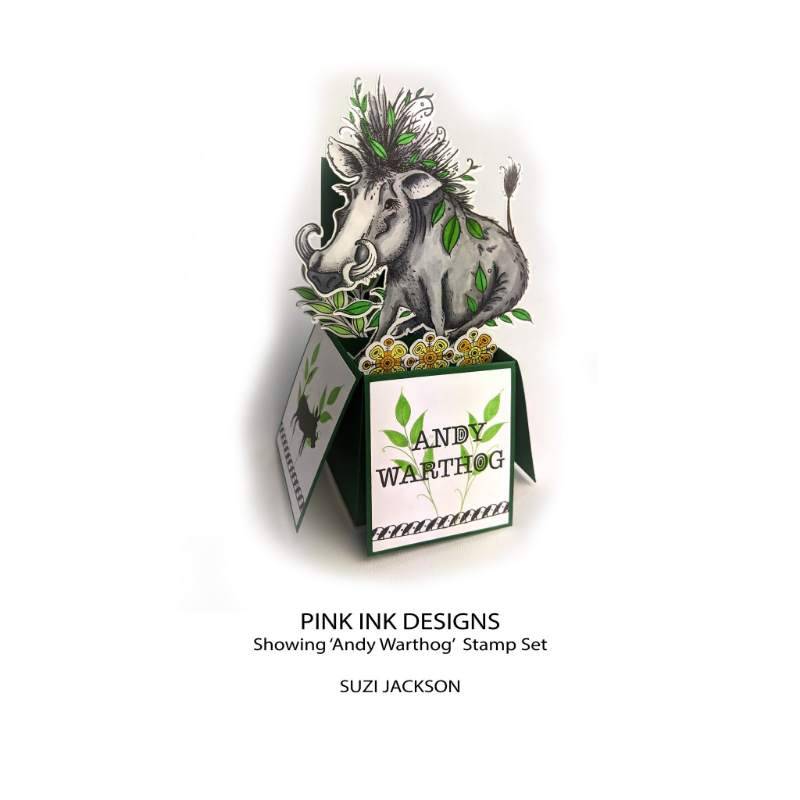Pink Ink Designs Andy Warthog 6 in x 8 in Clear Stamp Set
