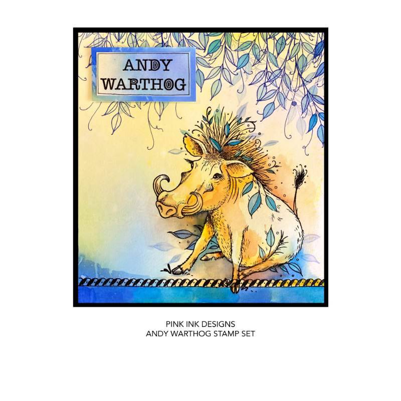 Pink Ink Designs Andy Warthog 6 in x 8 in Clear Stamp Set