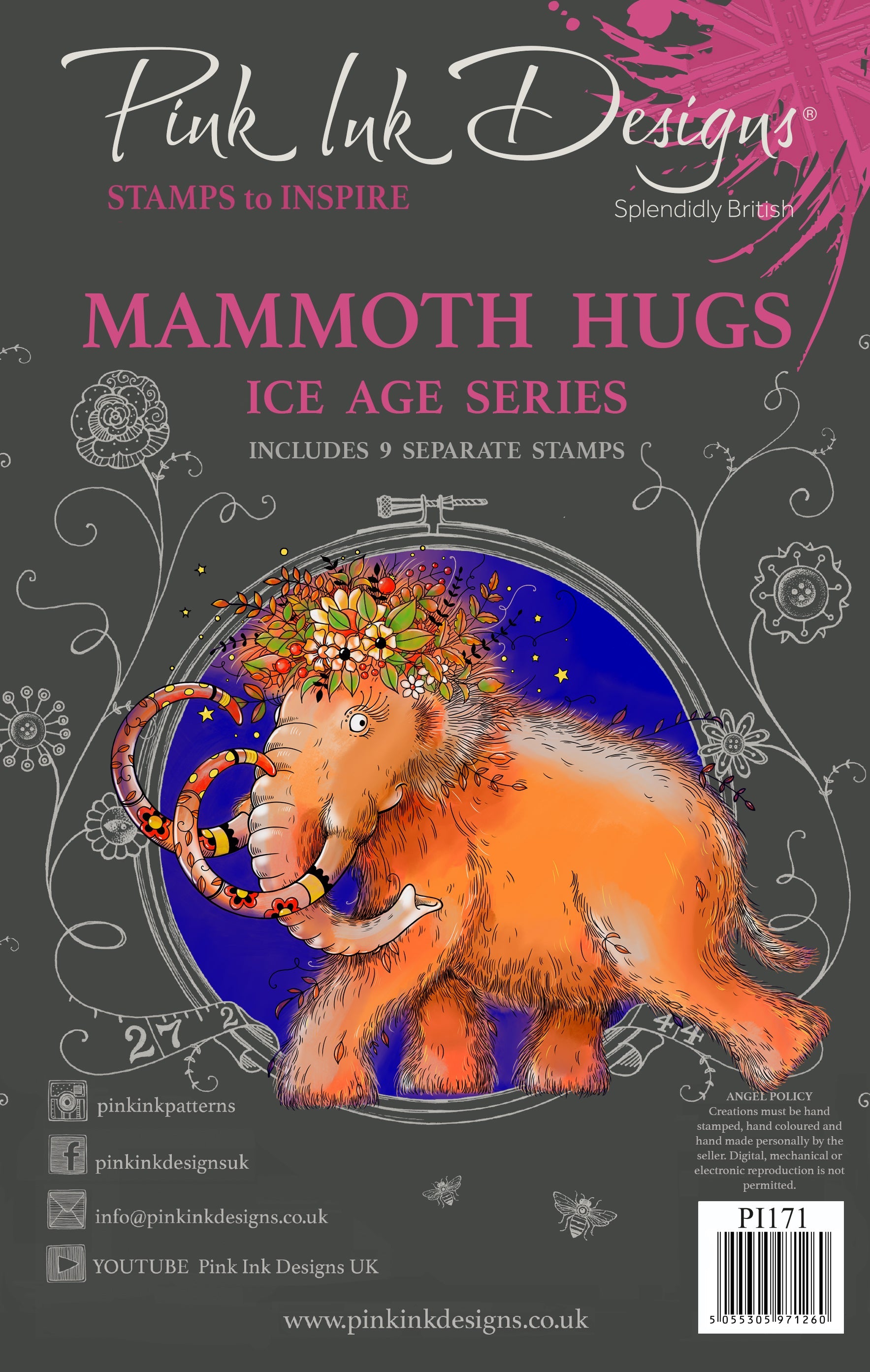 Pink Ink Designs Mammoth Hugs 6 in x 8 in Clear Stamp Set