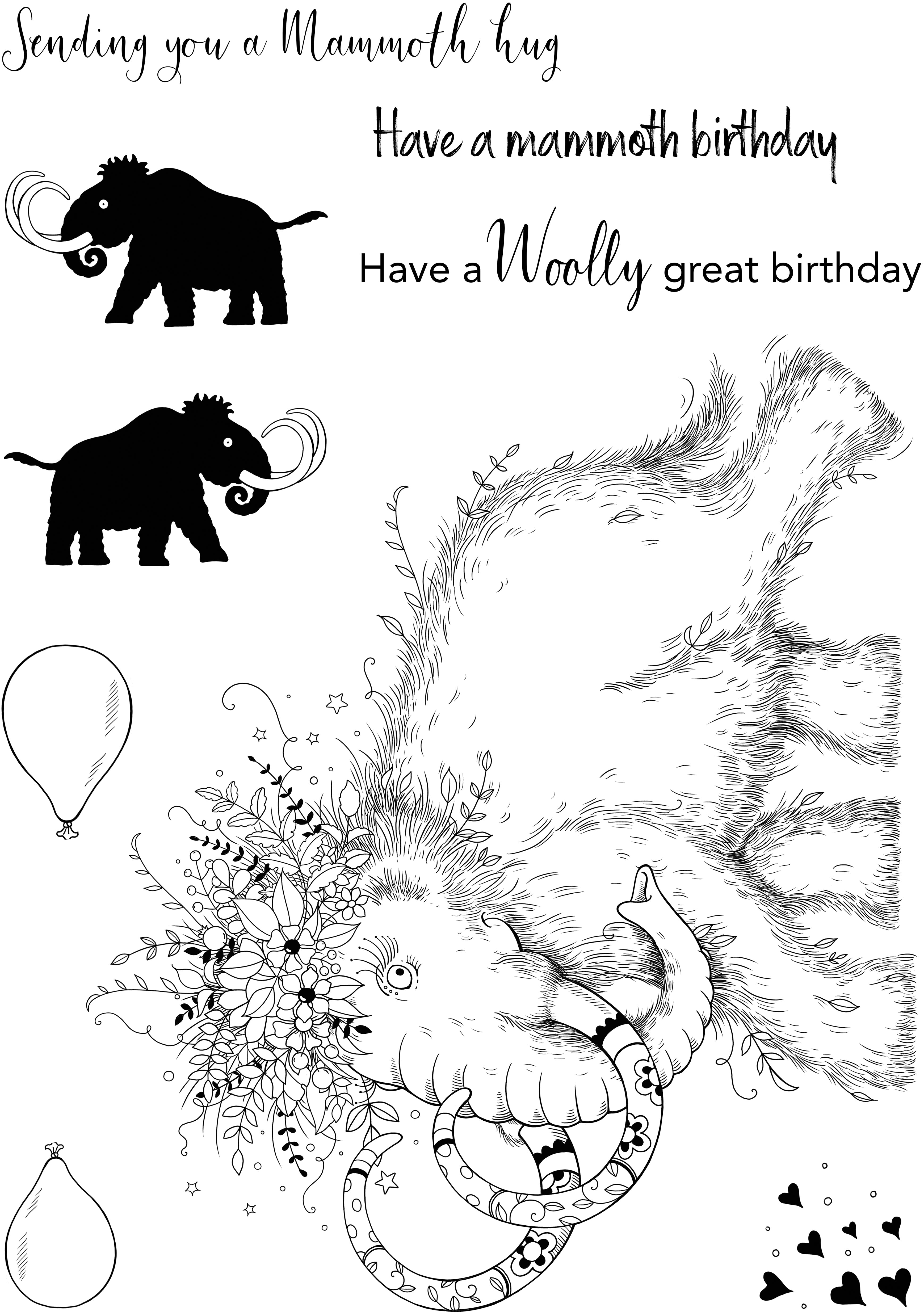 Pink Ink Designs Mammoth Hugs 6 in x 8 in Clear Stamp Set