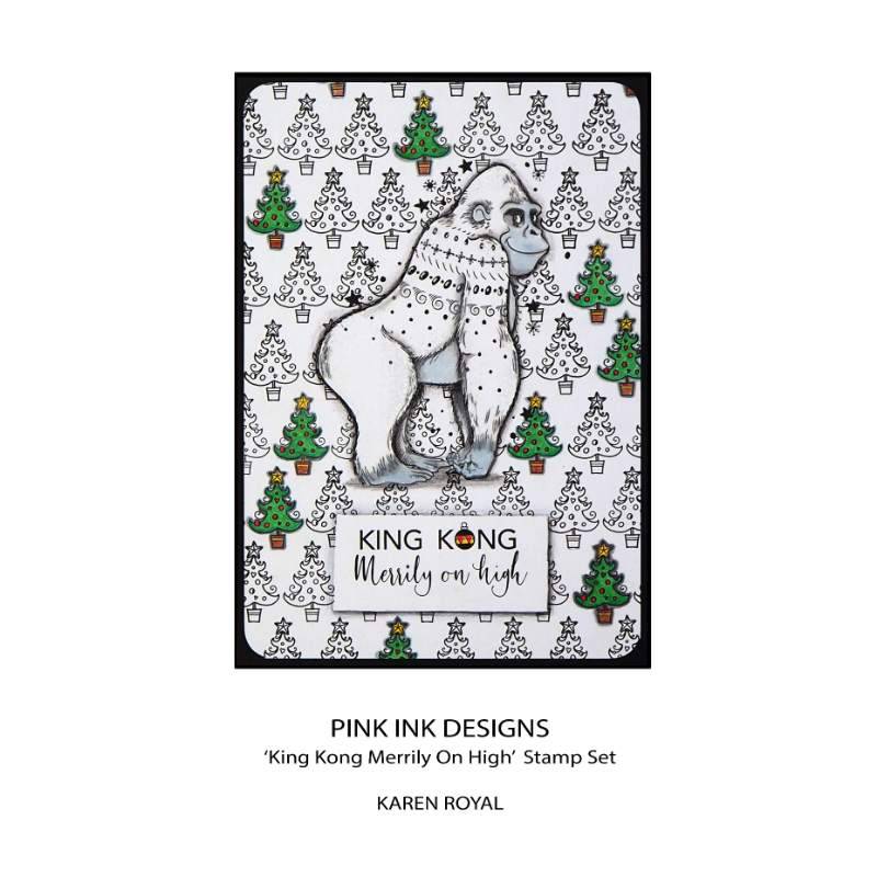 Pink Ink Designs King Kong Merrily On High 6 in x 8 in Clear Stamp Set