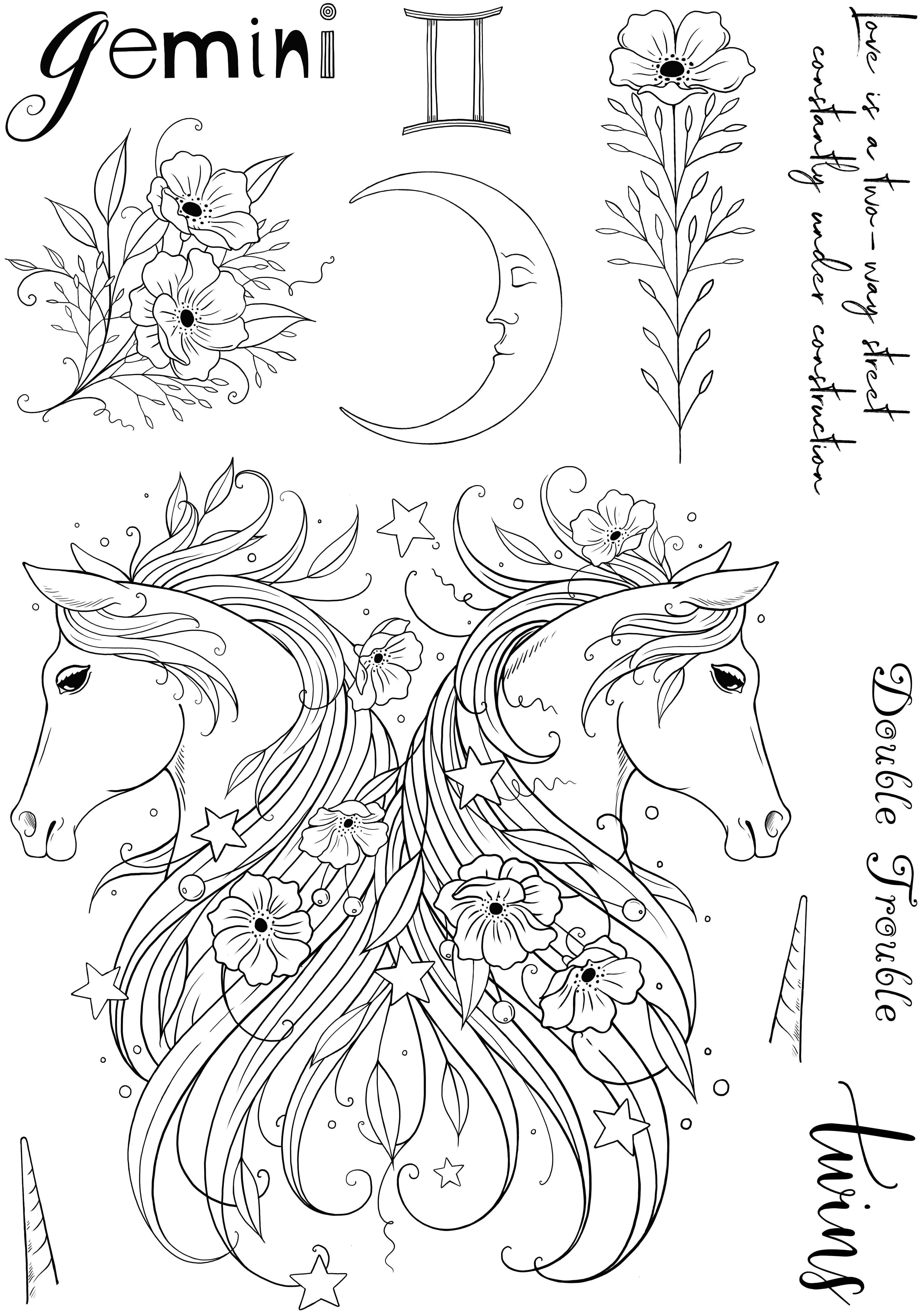 Pink Ink Designs Gemini 6 in x 8 in Clear Stamp Set