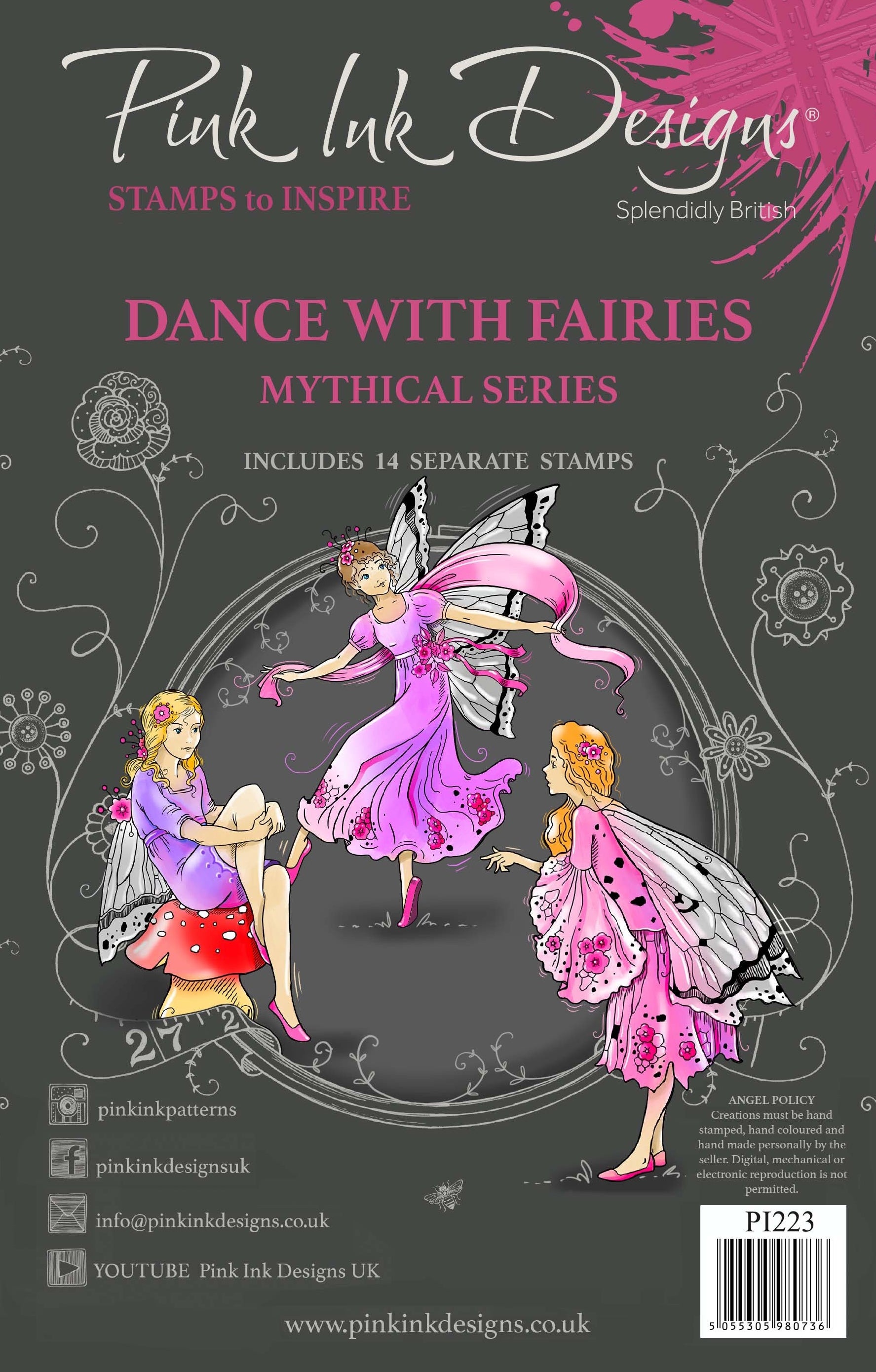 Pink Ink Designs Dance With Fairies 6 in x 8 in Clear Stamp Set