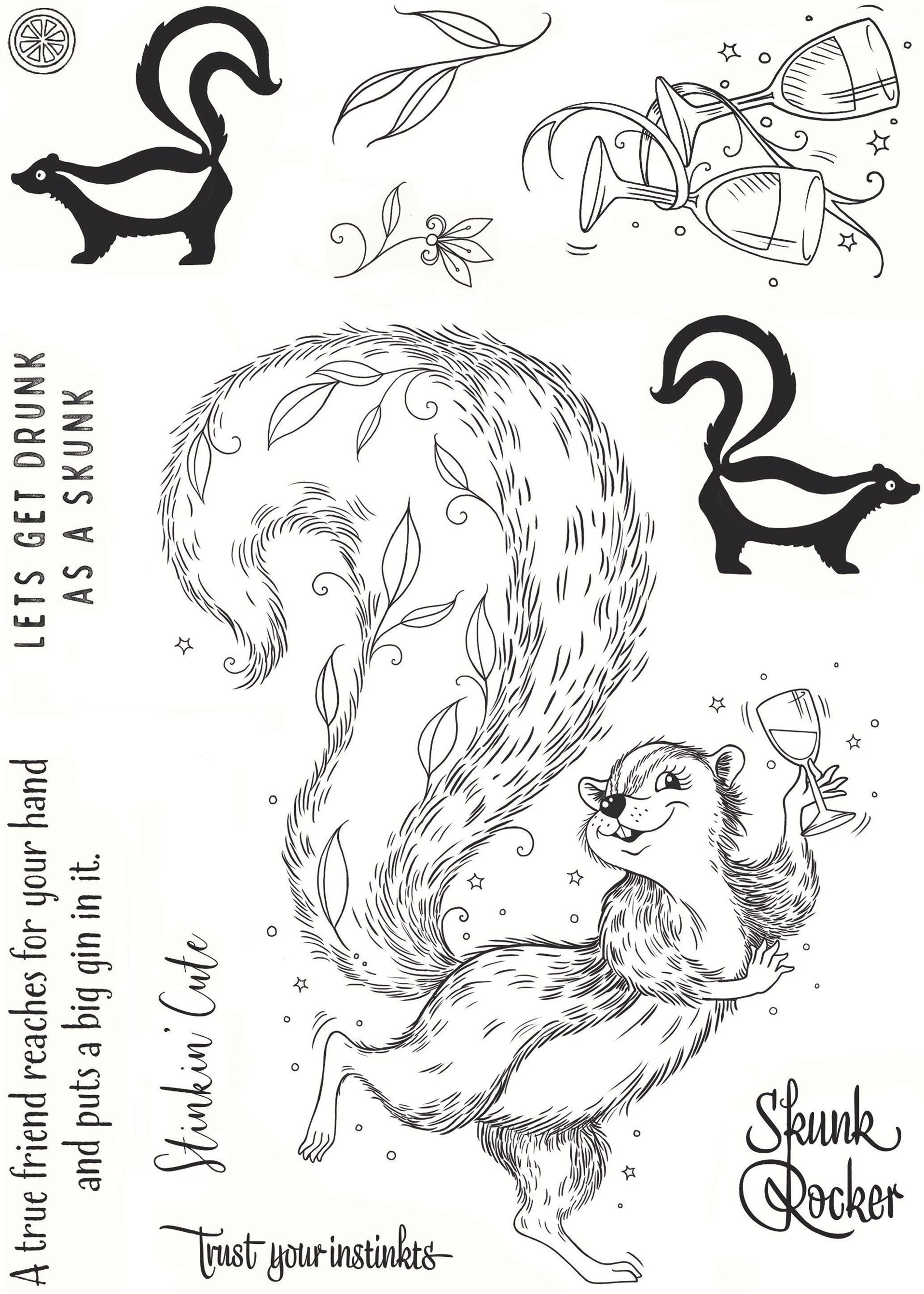 Pink Ink Designs Stinkin' Cute 6 in x 8 in Clear Stamp Set