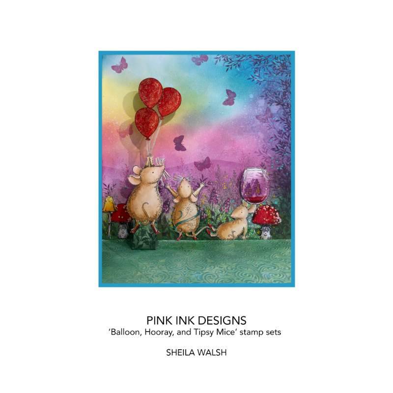 Pink Ink Designs Tipsy Mouse 3 in x 4 in Clear Stamp Set