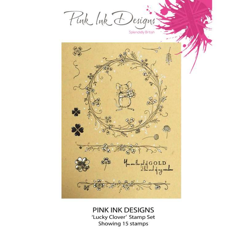 Pink Ink Designs Lucky Clover 6 in x 8 in Clear Stamp Set