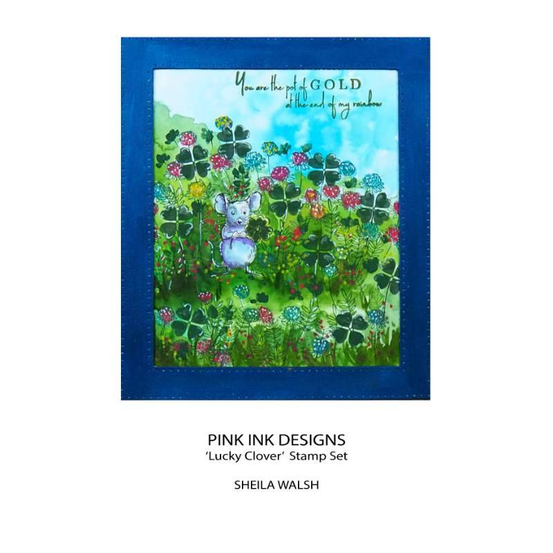 Pink Ink Designs Lucky Clover 6 in x 8 in Clear Stamp Set