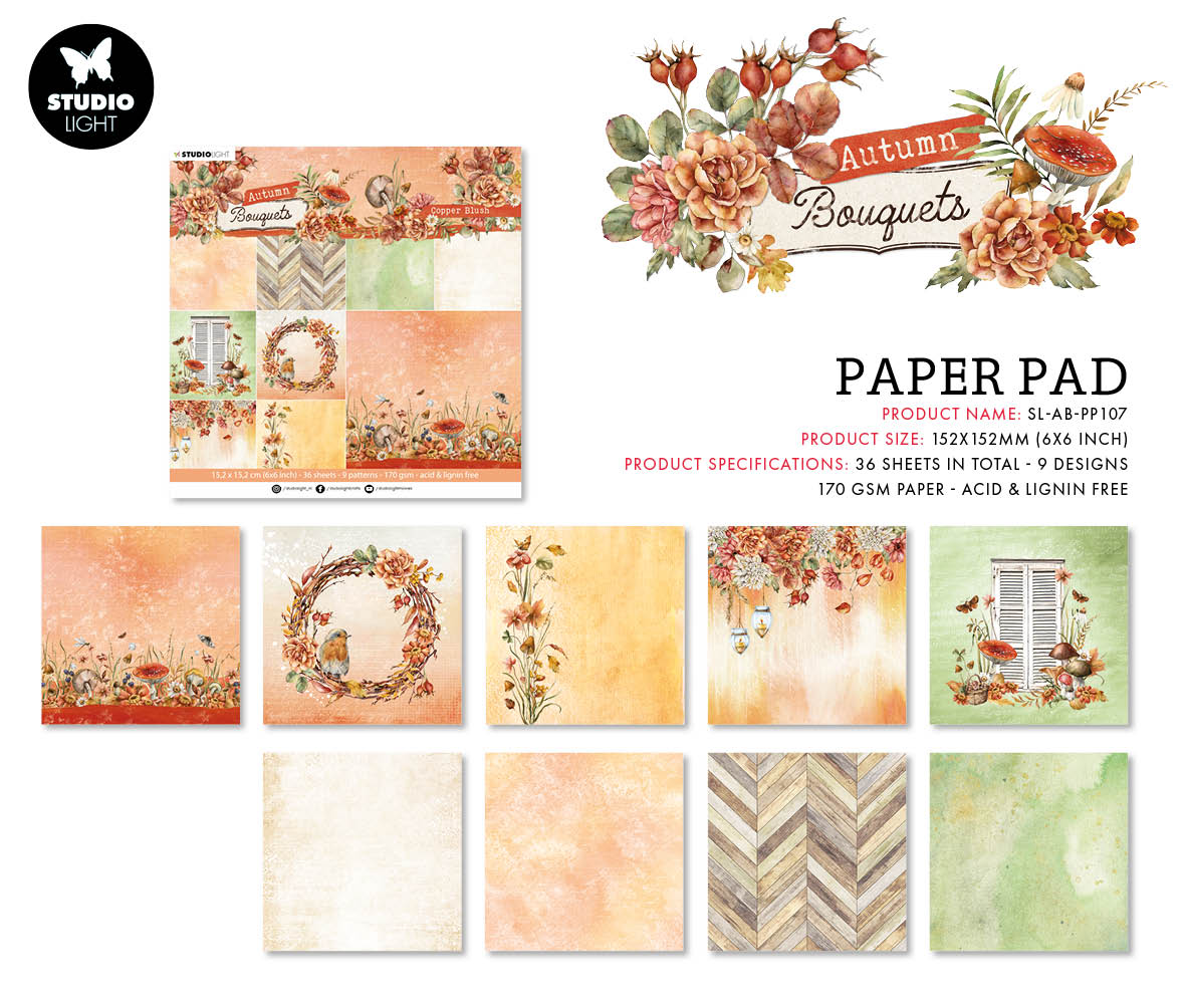 SL Paper Pad Copper Blush Autumn Bouquet 152,4x152,4x9mm 36 SH nr.107