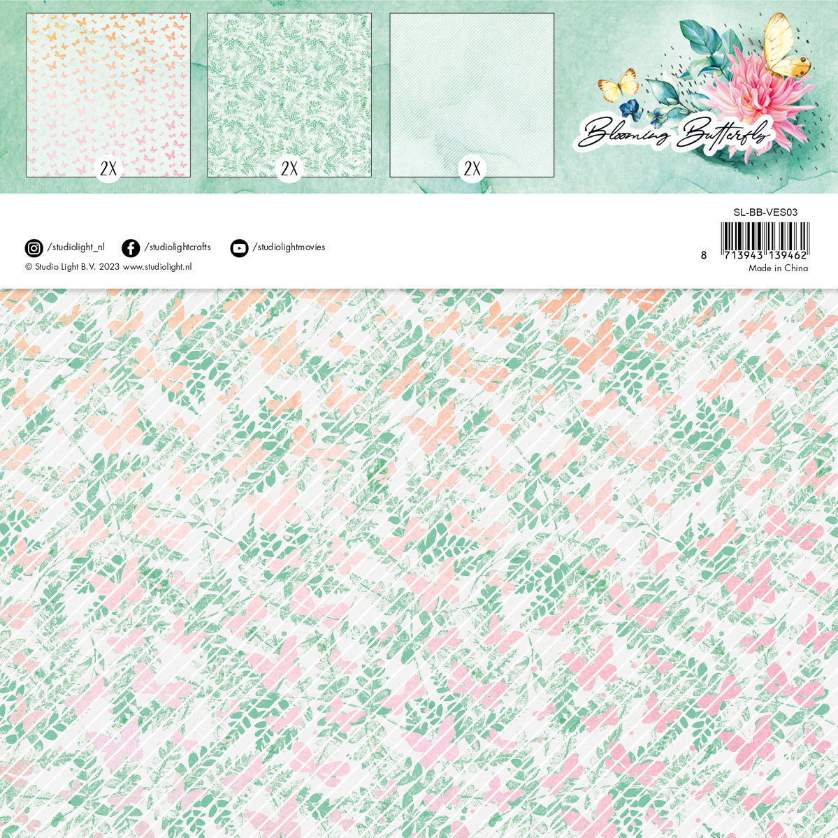 SL Vellum Set Background Patterns Blooming Butterfly 203x203x3mm 6 SH nr.03