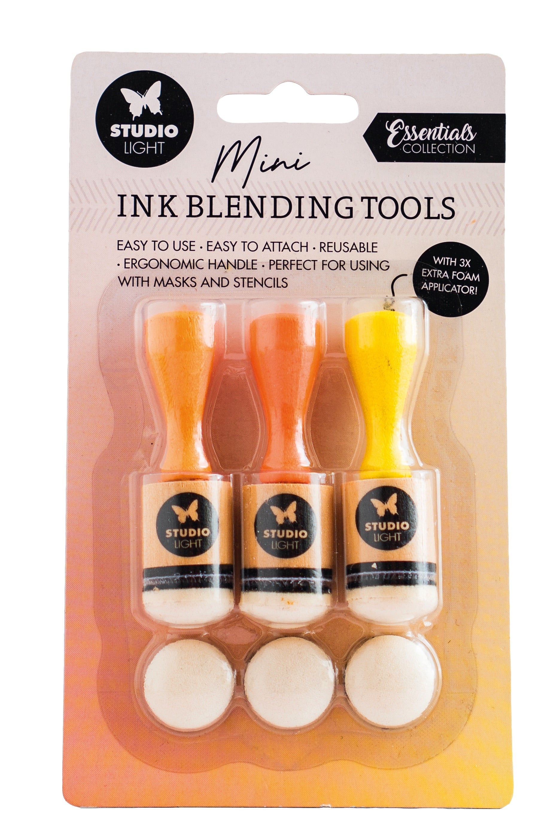 SL 3 Ink Blending Tools + 3 Replacement Foam Pads 20mm Essential Tools 125x205x32mm 6 PC nr.03