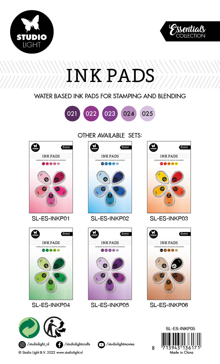 SL Ink Pads Water Based Shades Of Purple Essential Tools 215x130x21mm 5 PC nr.05