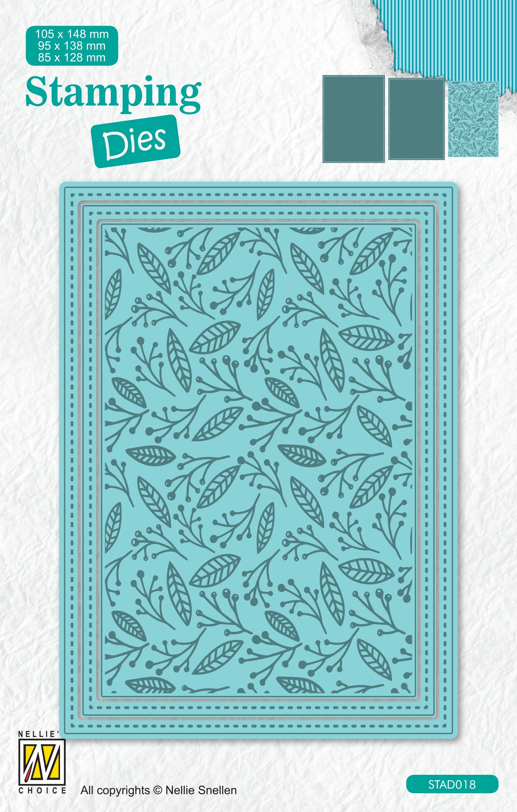 Nellie's Choice Stamping Die Rectangle - Christmas - Branches With Berries