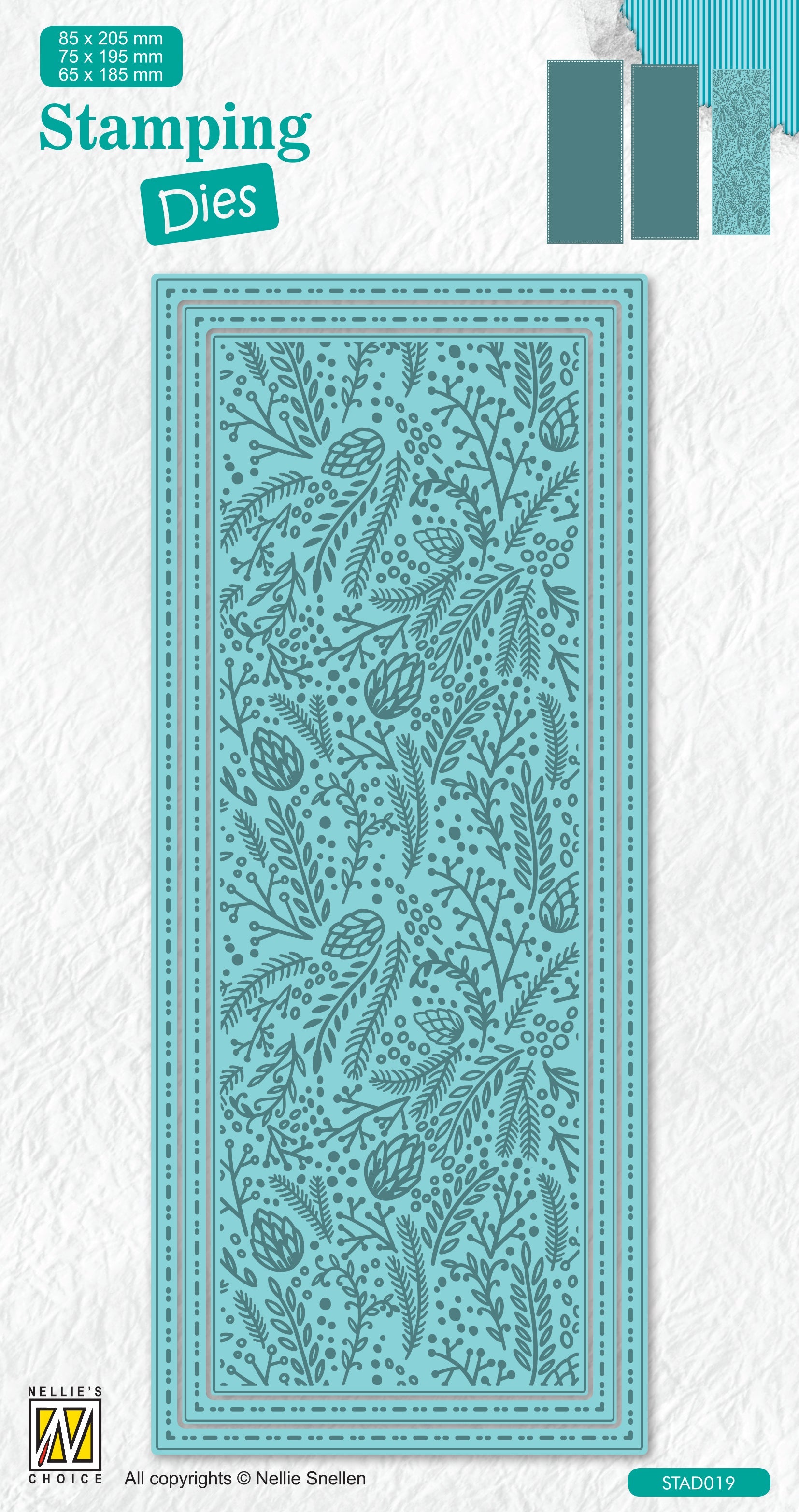 Nellie's Choice Stamping Die Slimline - Christmas - Branches With Berries