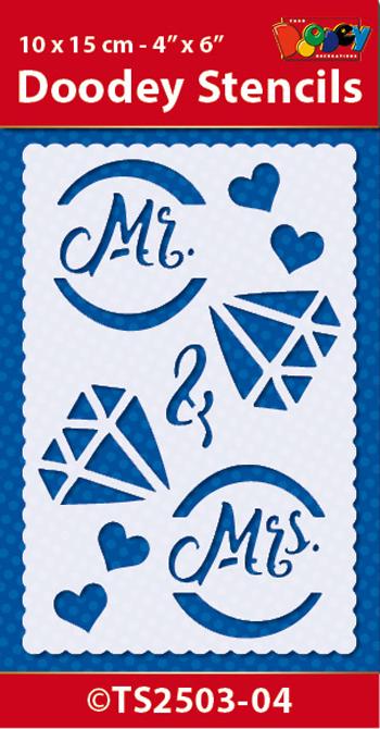 Stencil 10x15 cm Mr. & Mrs.