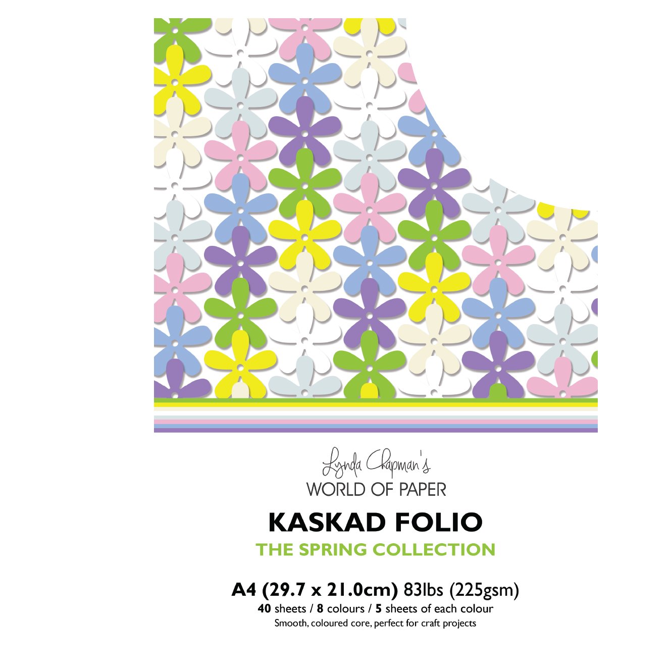 Kaskad Folio Spring Collection A4 225gsm Coloured Core Cardstock 40 sheets