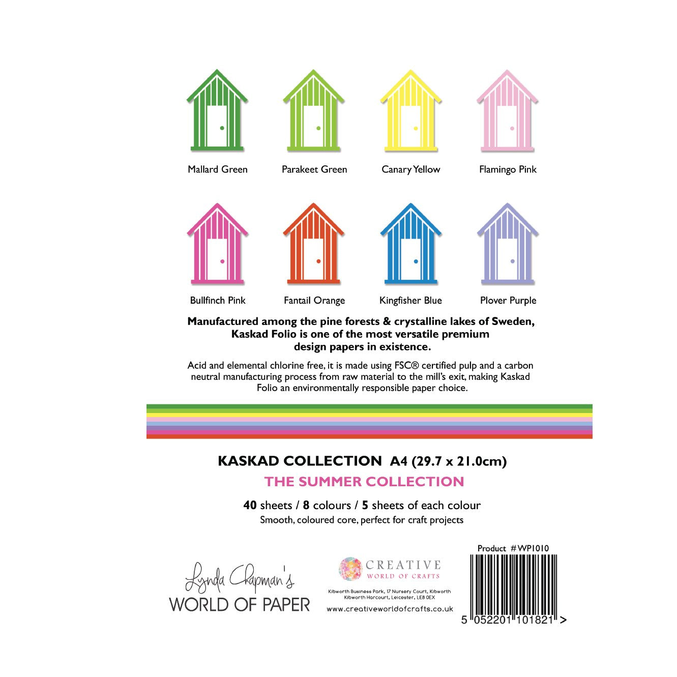 Kaskad Folio Summer Collection A4 225gsm Coloured Core Cardstock 40 sheets