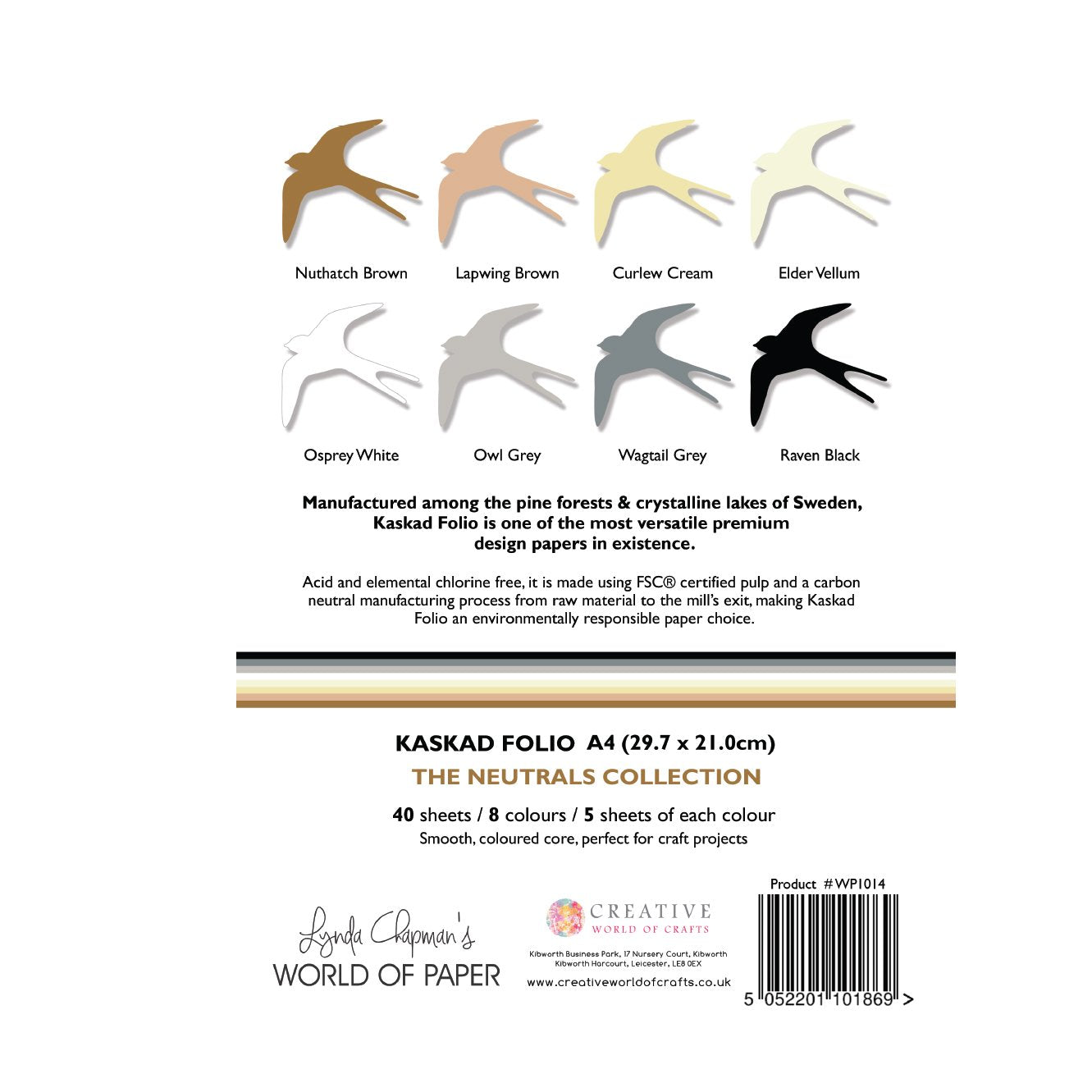 Kaskad Folio Neutrals Collection A4 225gsm Coloured Core Cardstock 40 sheets