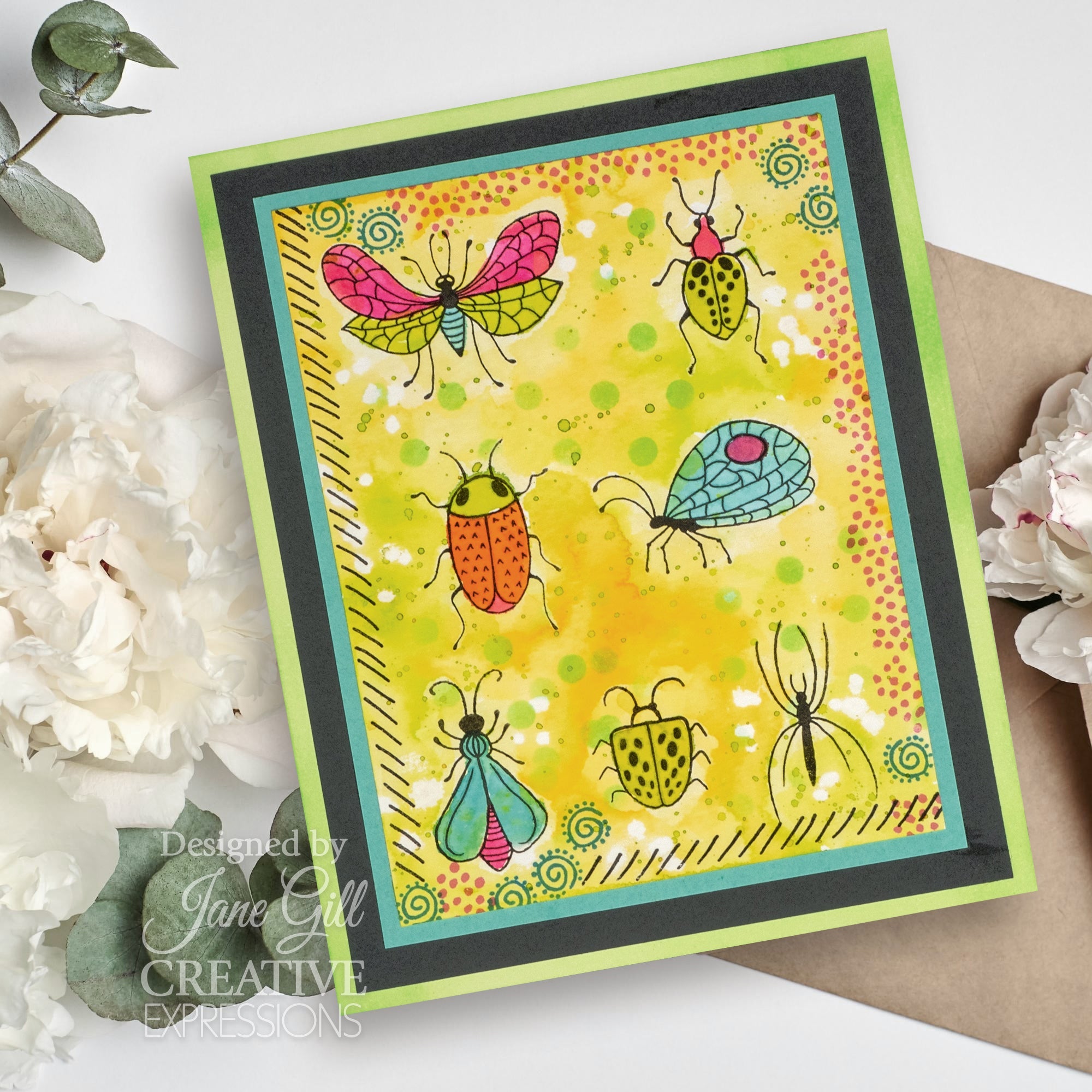 Woodware Clear Singles Bug Doodles 4 in x 6 in Stamp Set