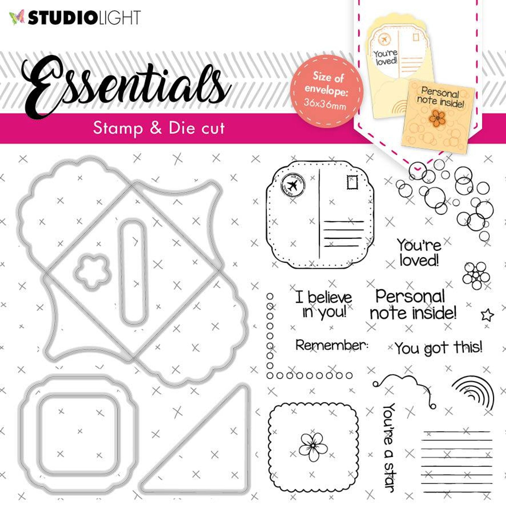 Studio Light - Essentials Small Postal Stamp Envelopes Stamps & Dies