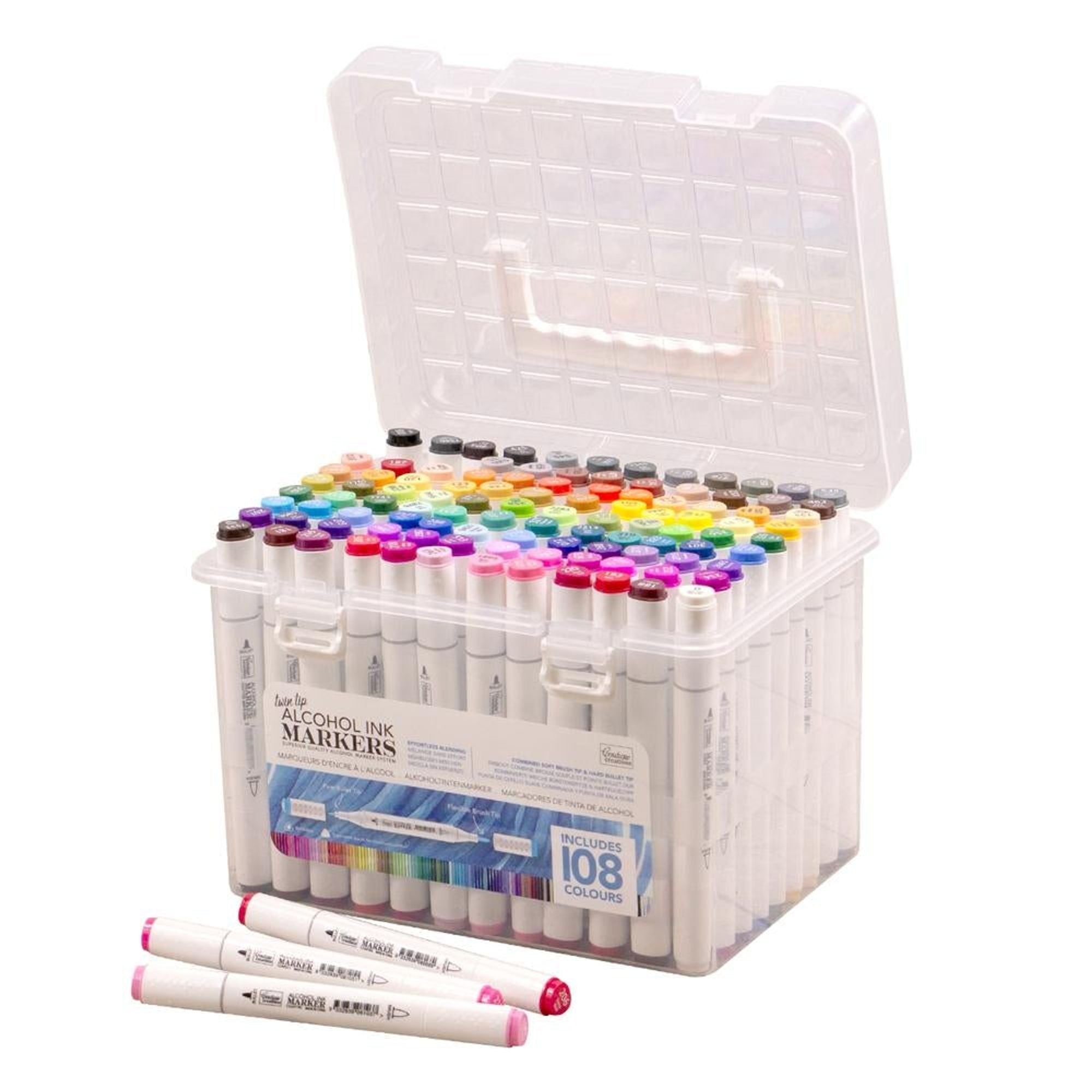 Twin Tip Alcohol Ink Marker Case (Includes 108 Colours)