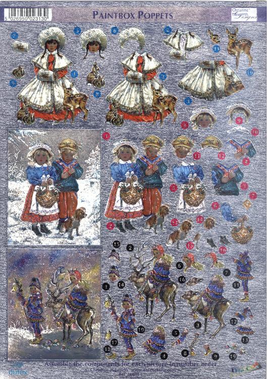 Dufex Metallic 3D Assorted Precut Sheets-Winter Children-16 SHEETS