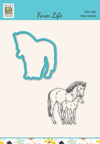 Nellies Choice Die & Stamp Set - Farm Life - Horse and Foal