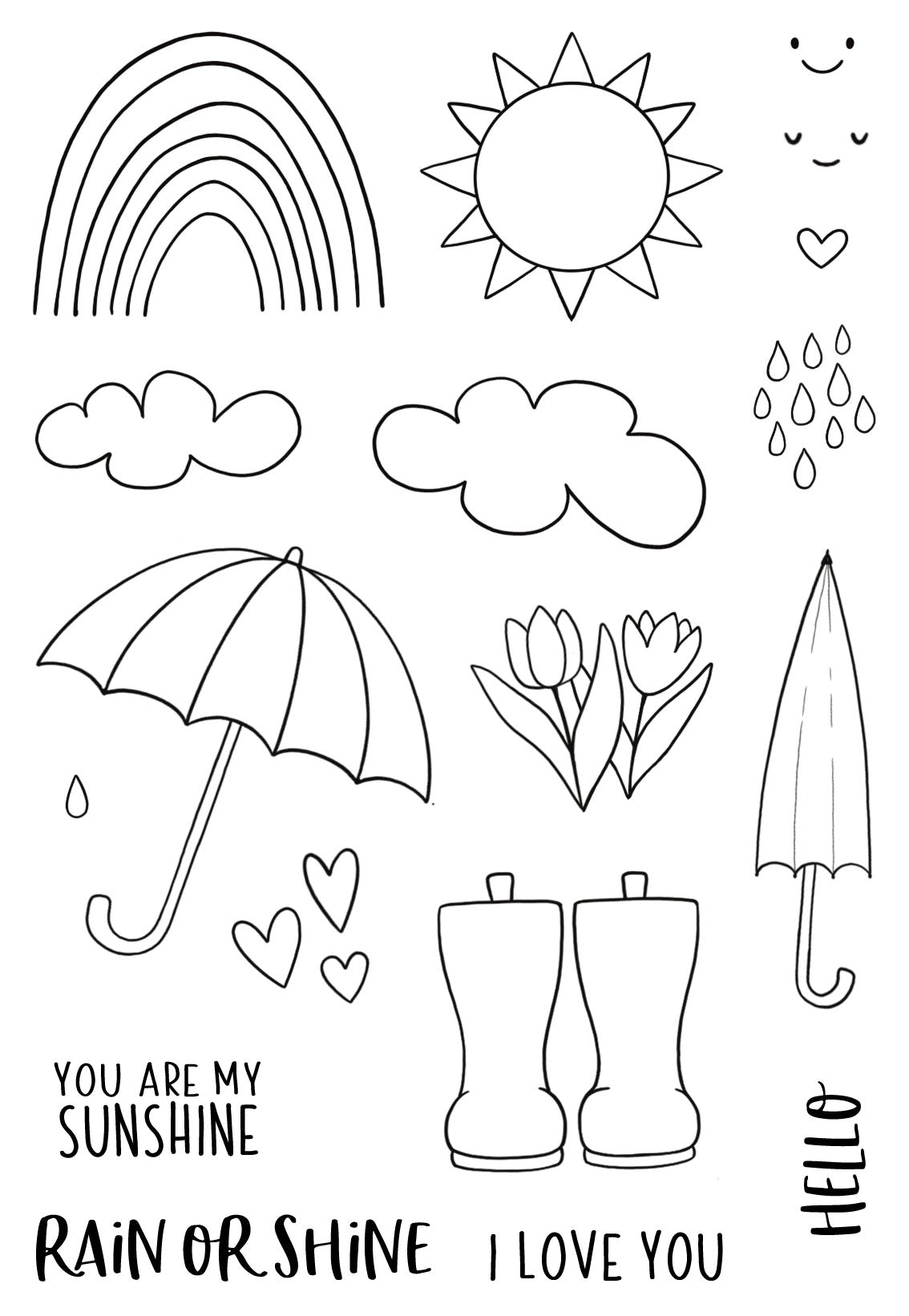 Creative Expressions Jane's Doodles Rain or Shine 4 in x 6 in Clear Stamp Set