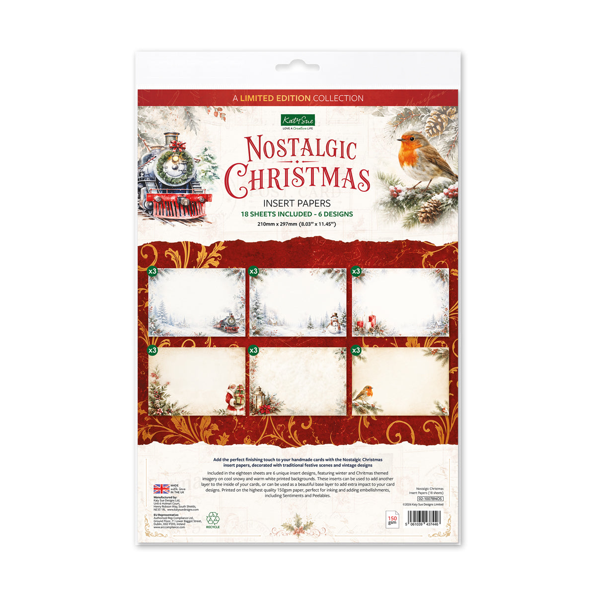Nostalgic Christmas Insert Papers, 18 sheets