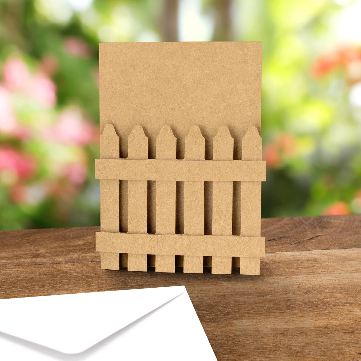Kraft 5x7 Picket Fence Cards & Envelopes, Pack of 12