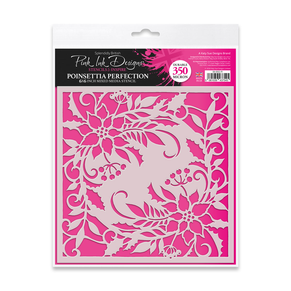 Pink Ink Designs - Poinsettia Perfection 6x6 Mixed Media Stencil