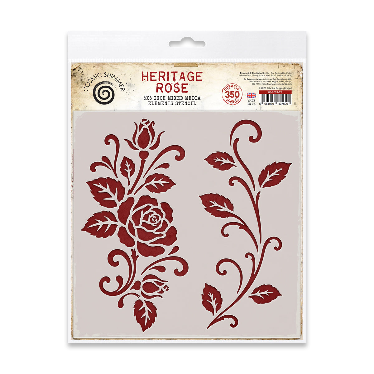 Cosmic Shimmer Heritage Rose 6x6 Mixed Media Elements Stencil