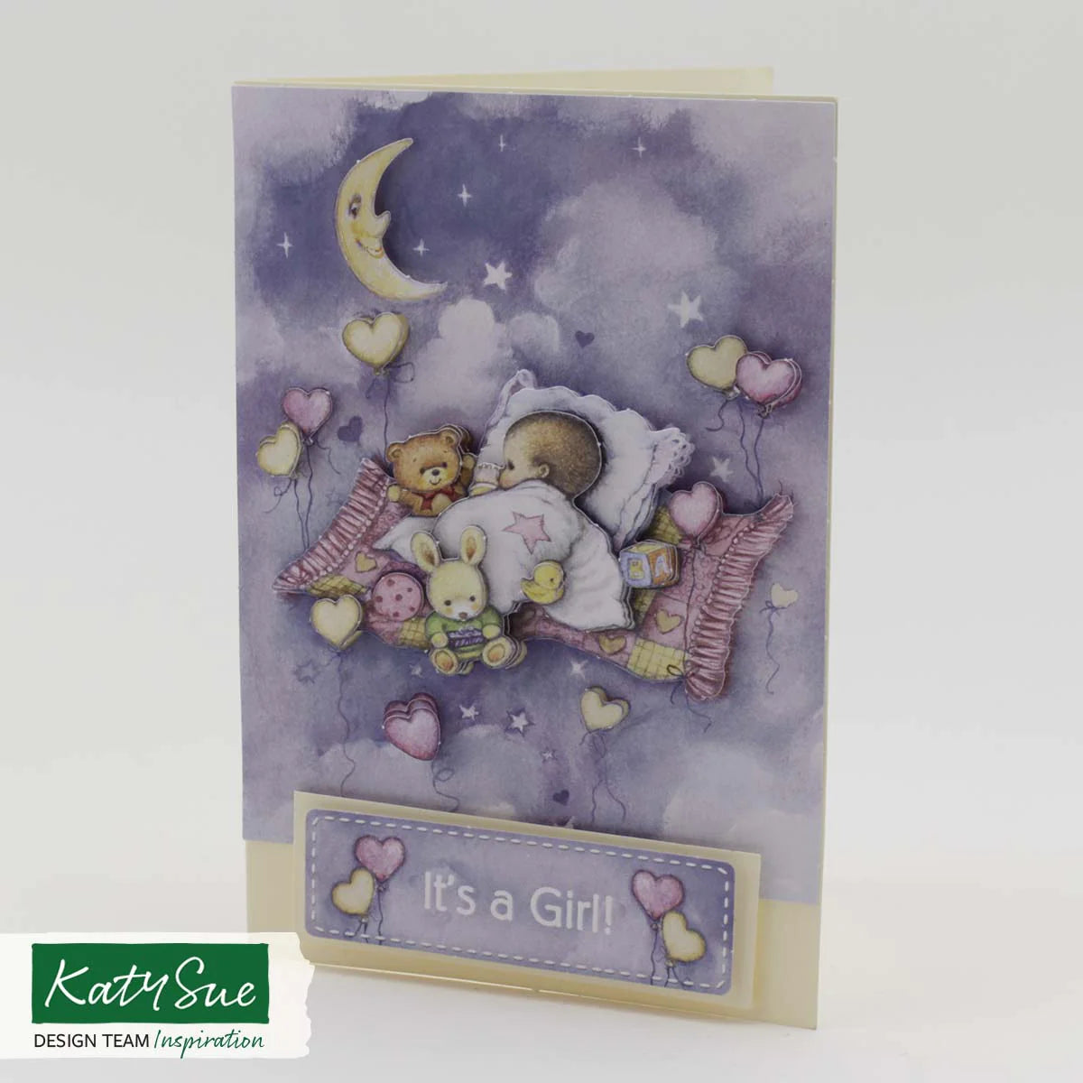 Die Cut Decoupage – Baby Girl With Moon (Pack Of 3)