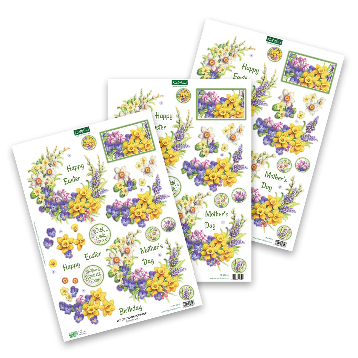 Die Cut Decoupage – Spring Flowers (Pack Of 3)