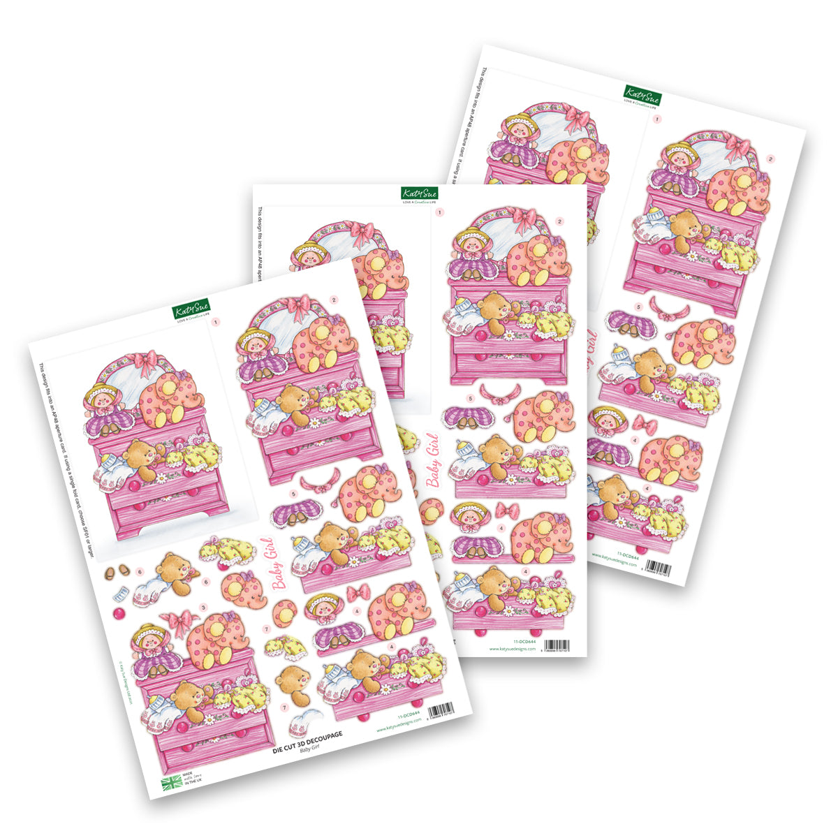 Die Cut Decoupage – Baby Girl (Pack Of 3)