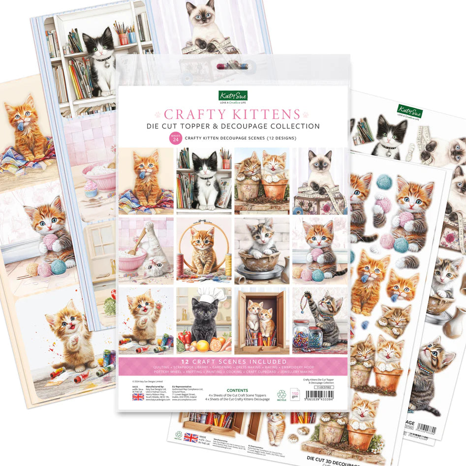 Crafty Kittens Die Cut Topper & Decoupage Collection