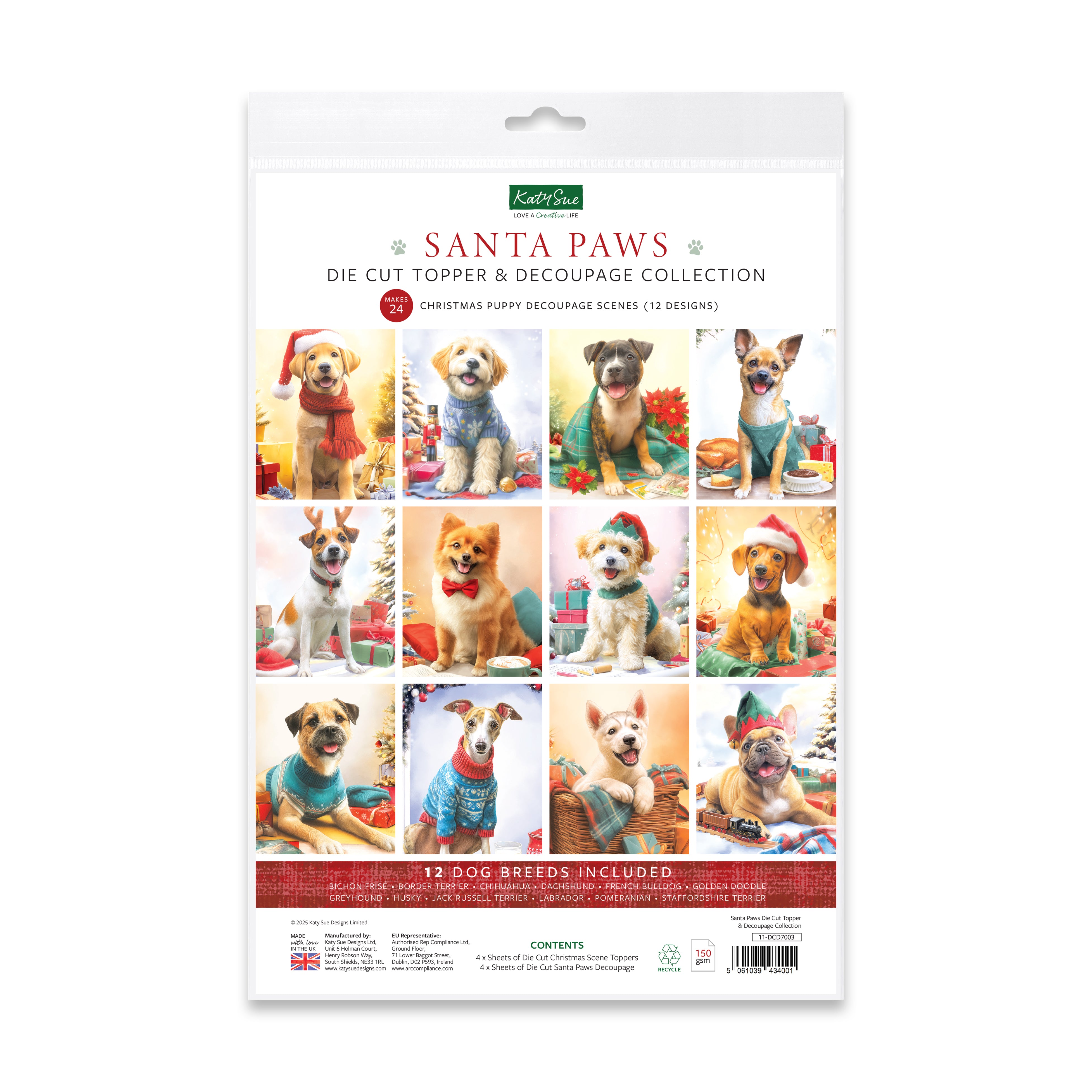 Katy Sue Santa Paws Die Cut Topper & Decoupage Collection