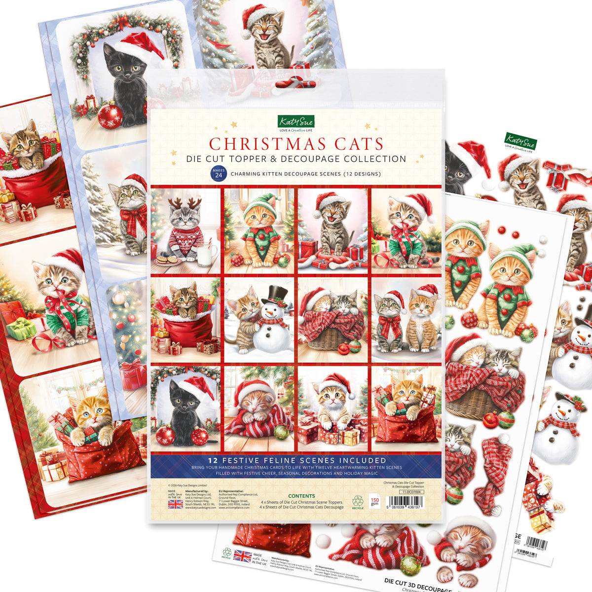 Christmas Cats Die Cut Topper & Decoupage Collection