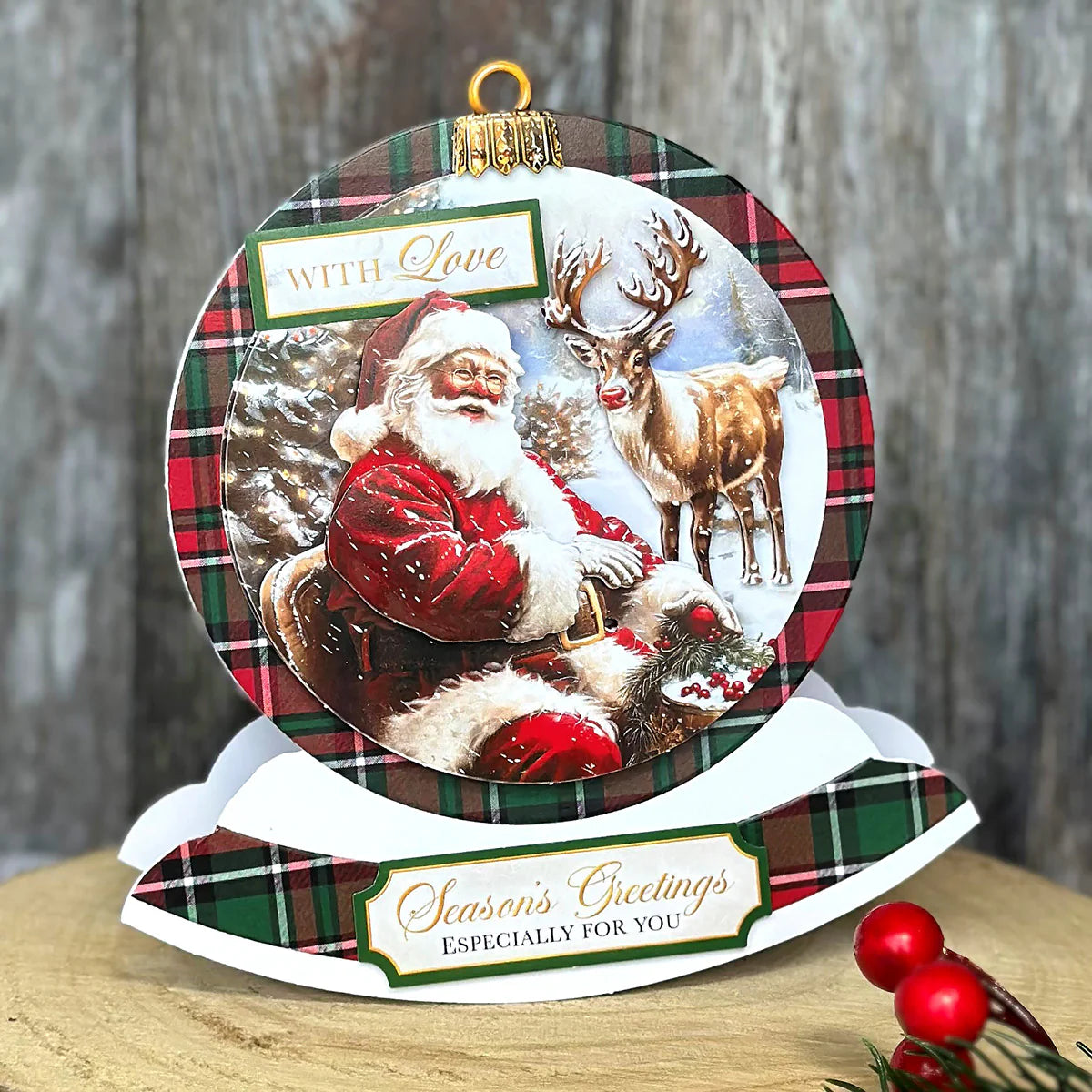 Die Cut Decoupage – Santa & Rudolph Bauble (pack of 3)