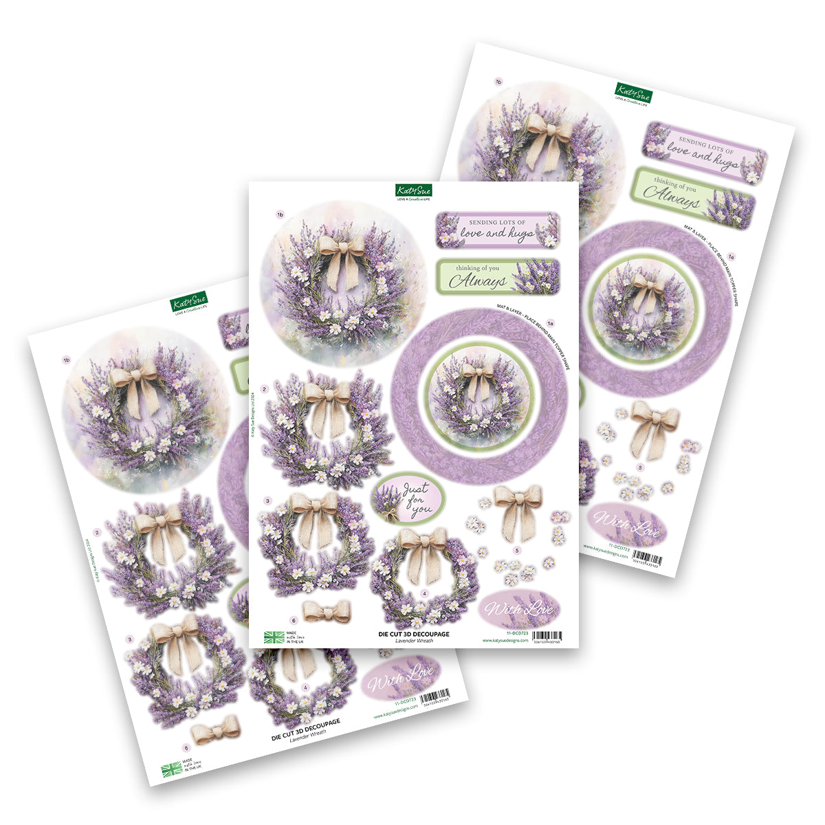 Die Cut Decoupage – Lavender Wreath (pack of 3)