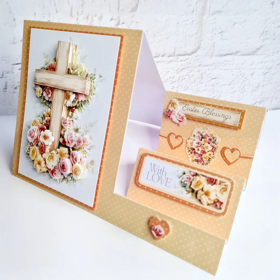 Die Cut Decoupage – Wooden Cross & Roses (pack of 3)