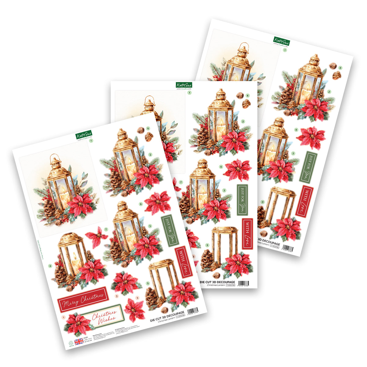 Die Cut Decoupage – Christmas Lantern (pack of 3)