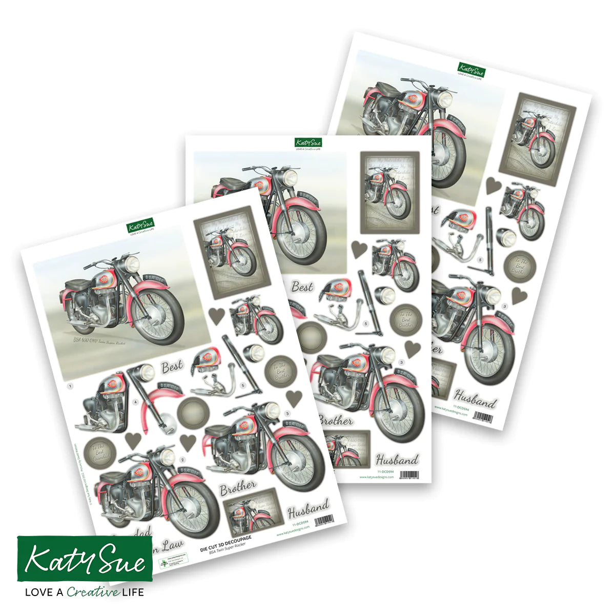 Die Cut Decoupage – Cars and Bikes (Pack Of 12)