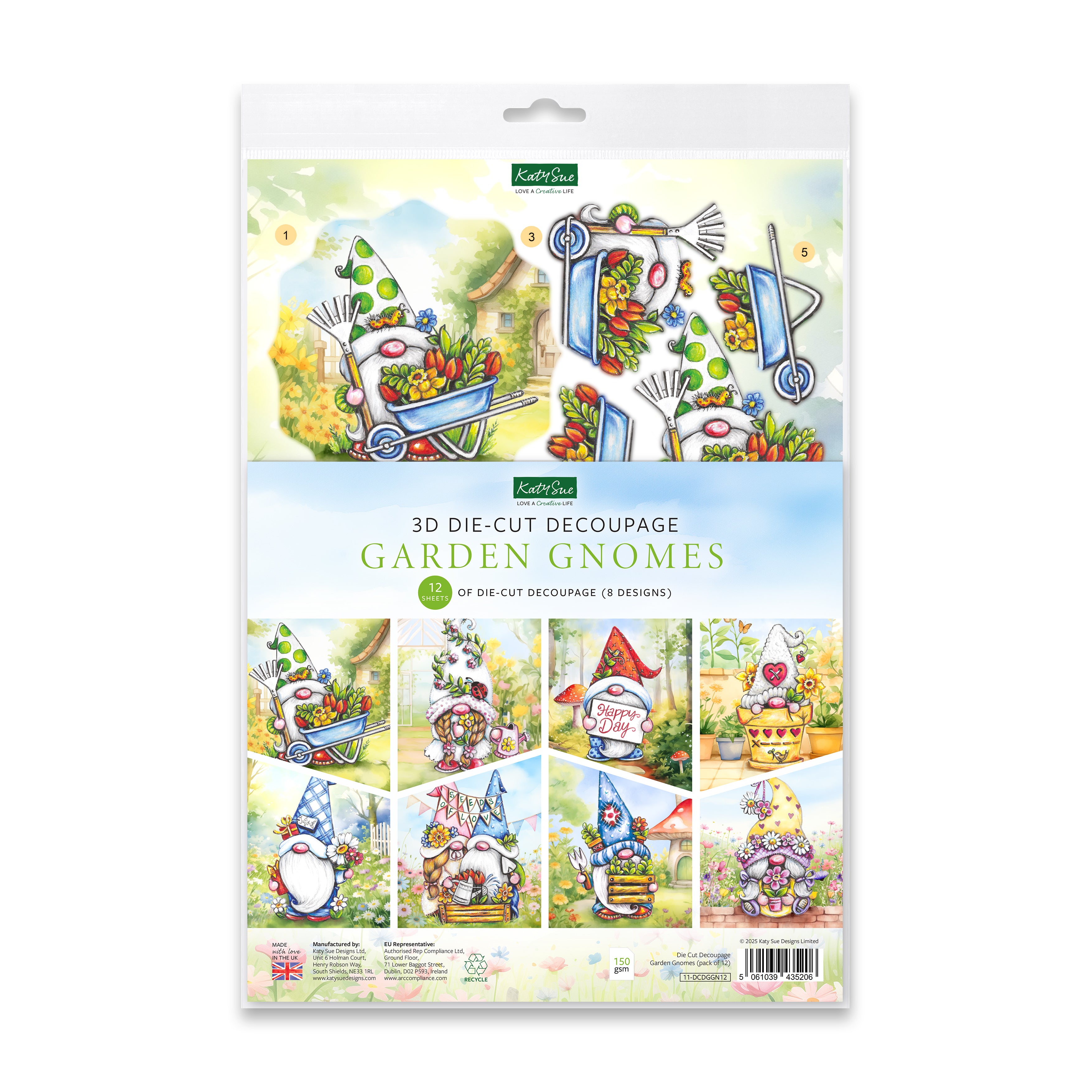 Die Cut Decoupage – Garden Gnomes (Pack of 12)