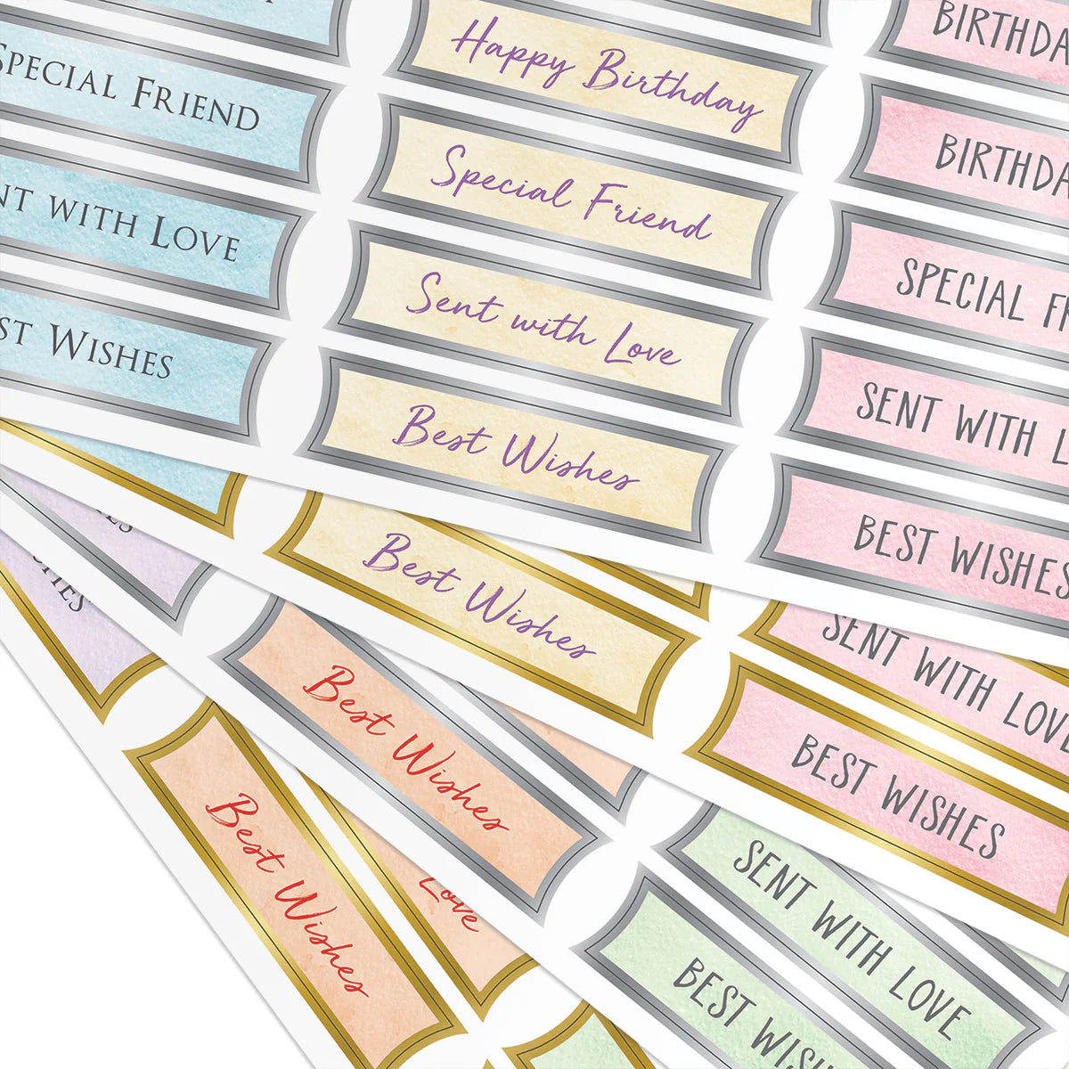 Foiled Pastel Birthday Banners Selection, 4 Sheets