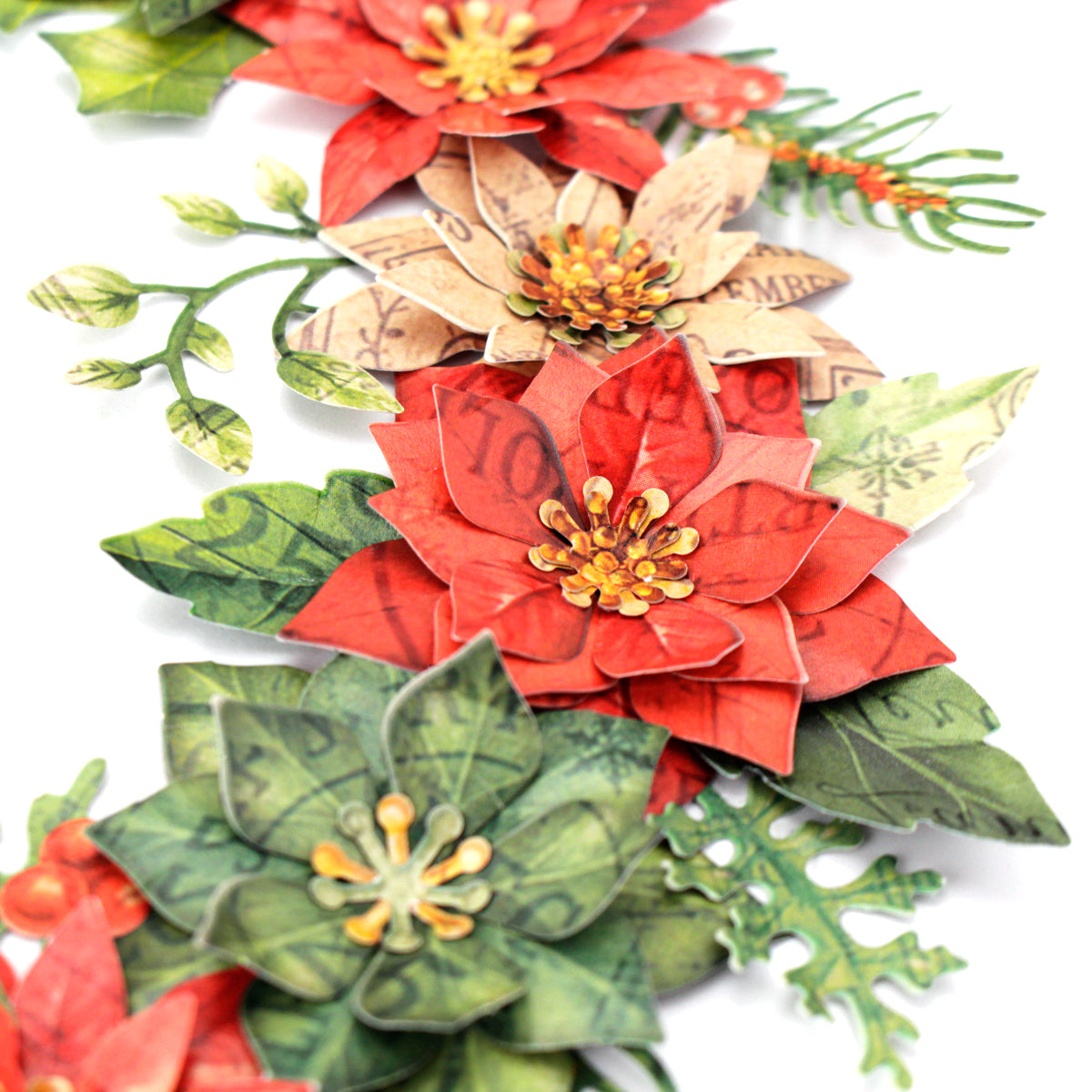 Vintage Christmas, Die Cut Flowers & Leaves, 12 sheets