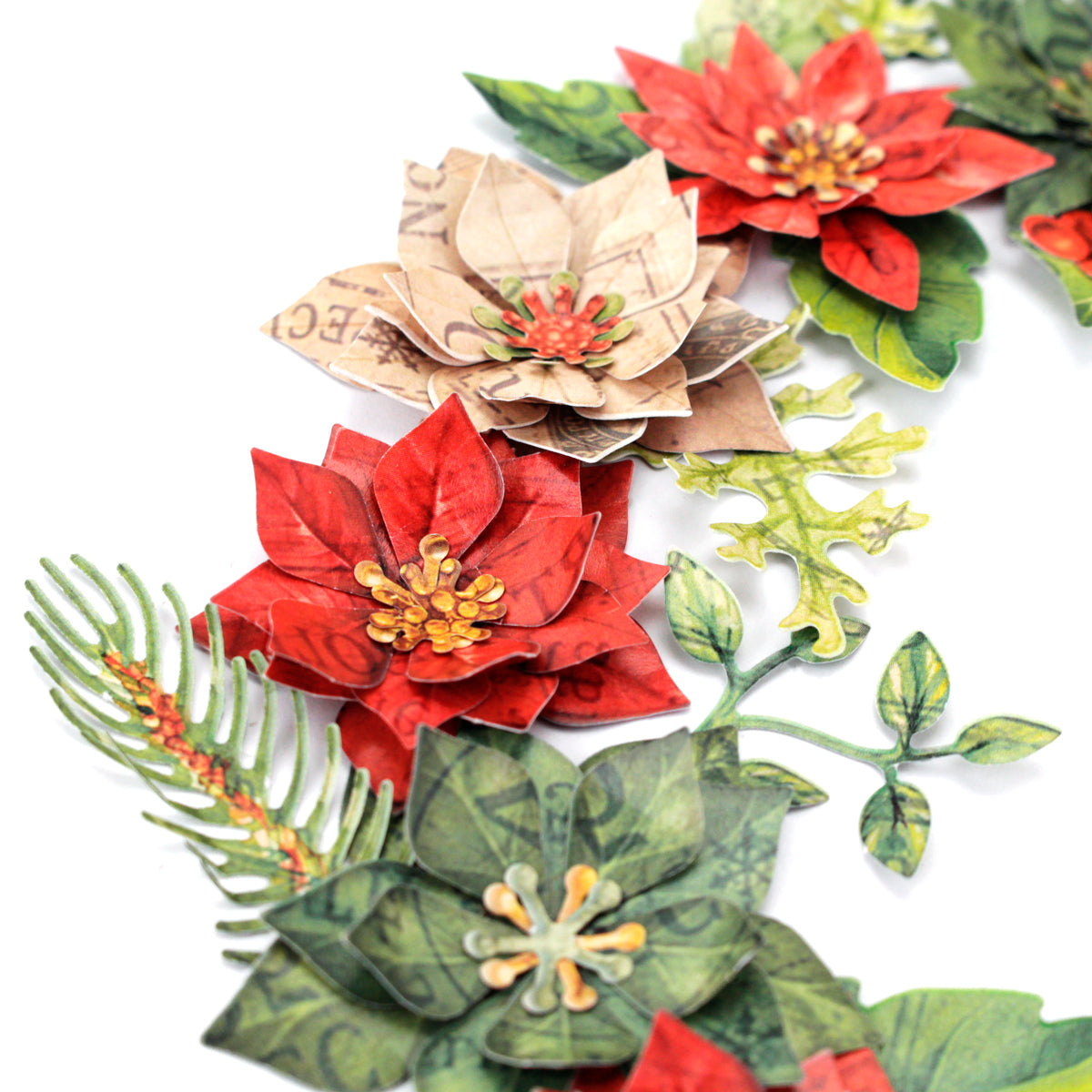 Vintage Christmas, Die Cut Flowers & Leaves, 12 sheets