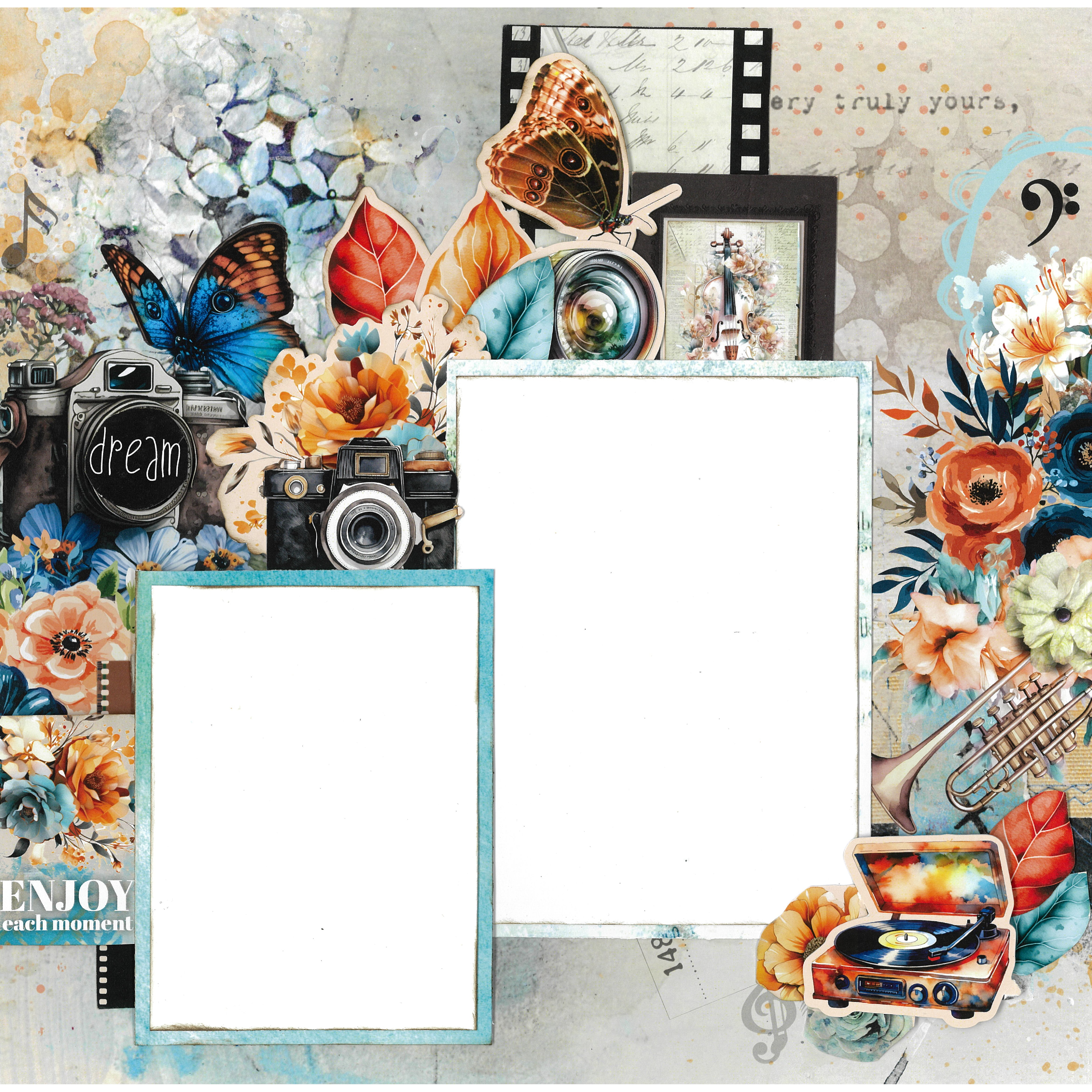3Quarter Designs Cerulean Score 12x12 Design Paper & Diecuts Set