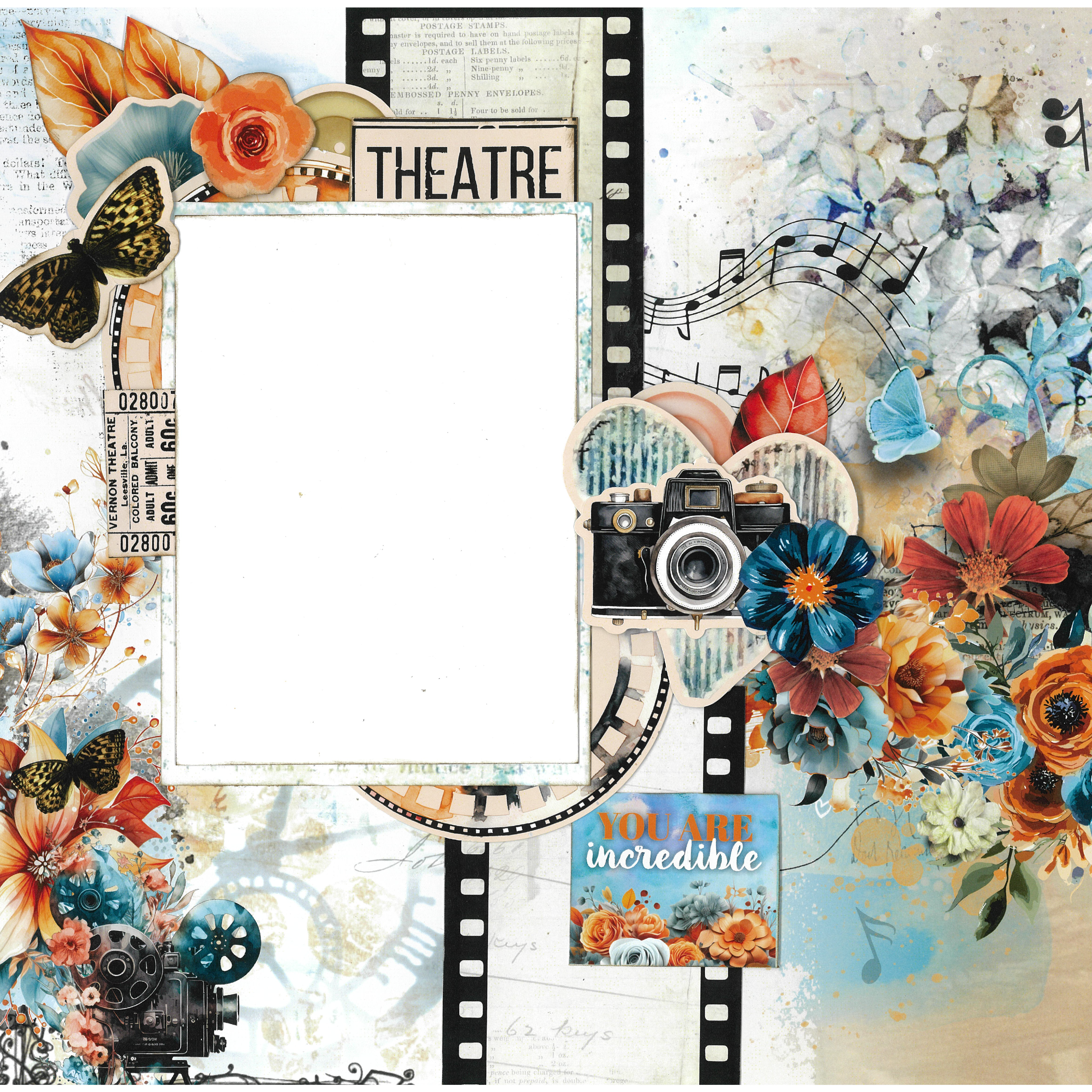 3Quarter Designs Cerulean Score 12x12 Design Paper & Diecuts Set