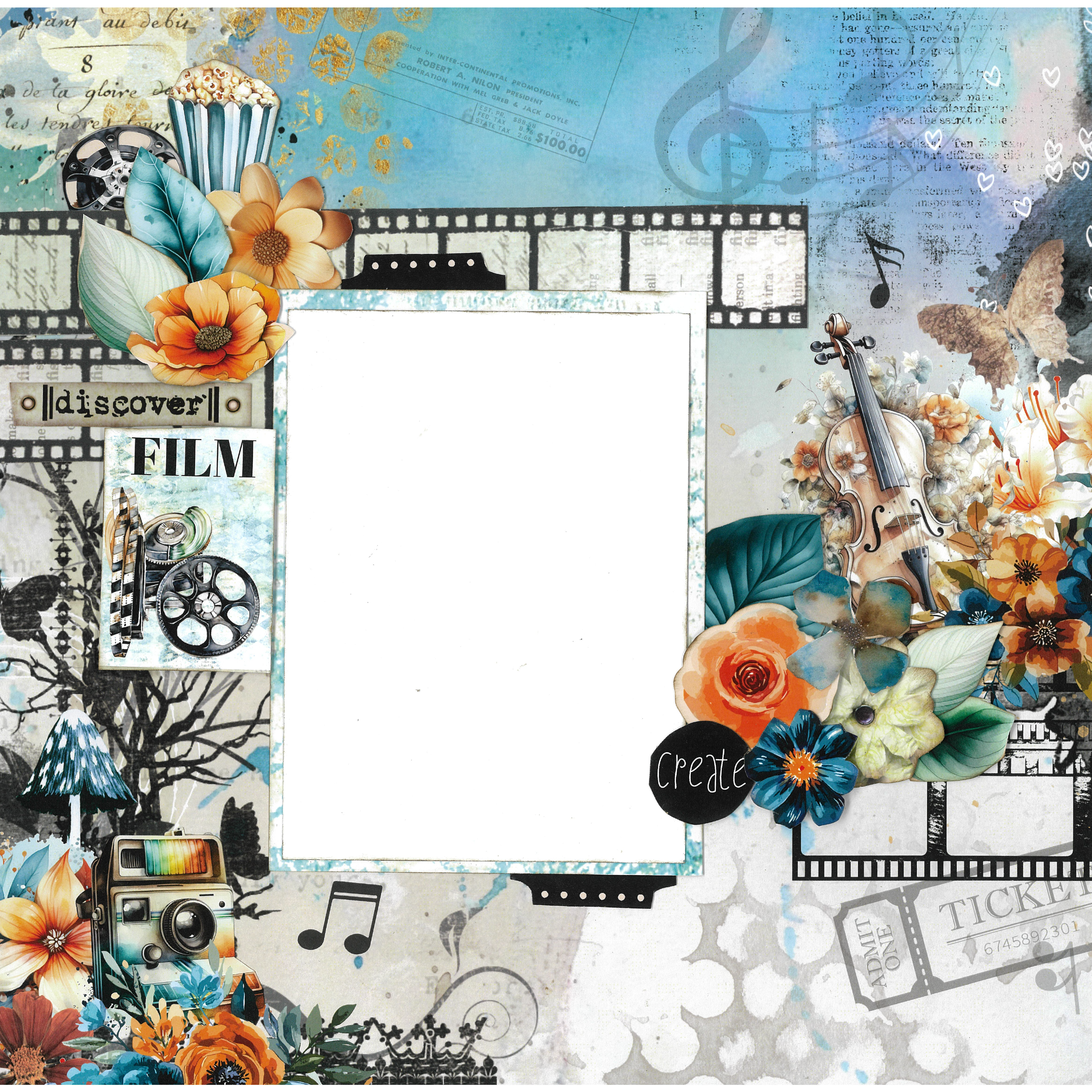 3Quarter Designs Cerulean Score 12x12 Design Paper & Diecuts Set