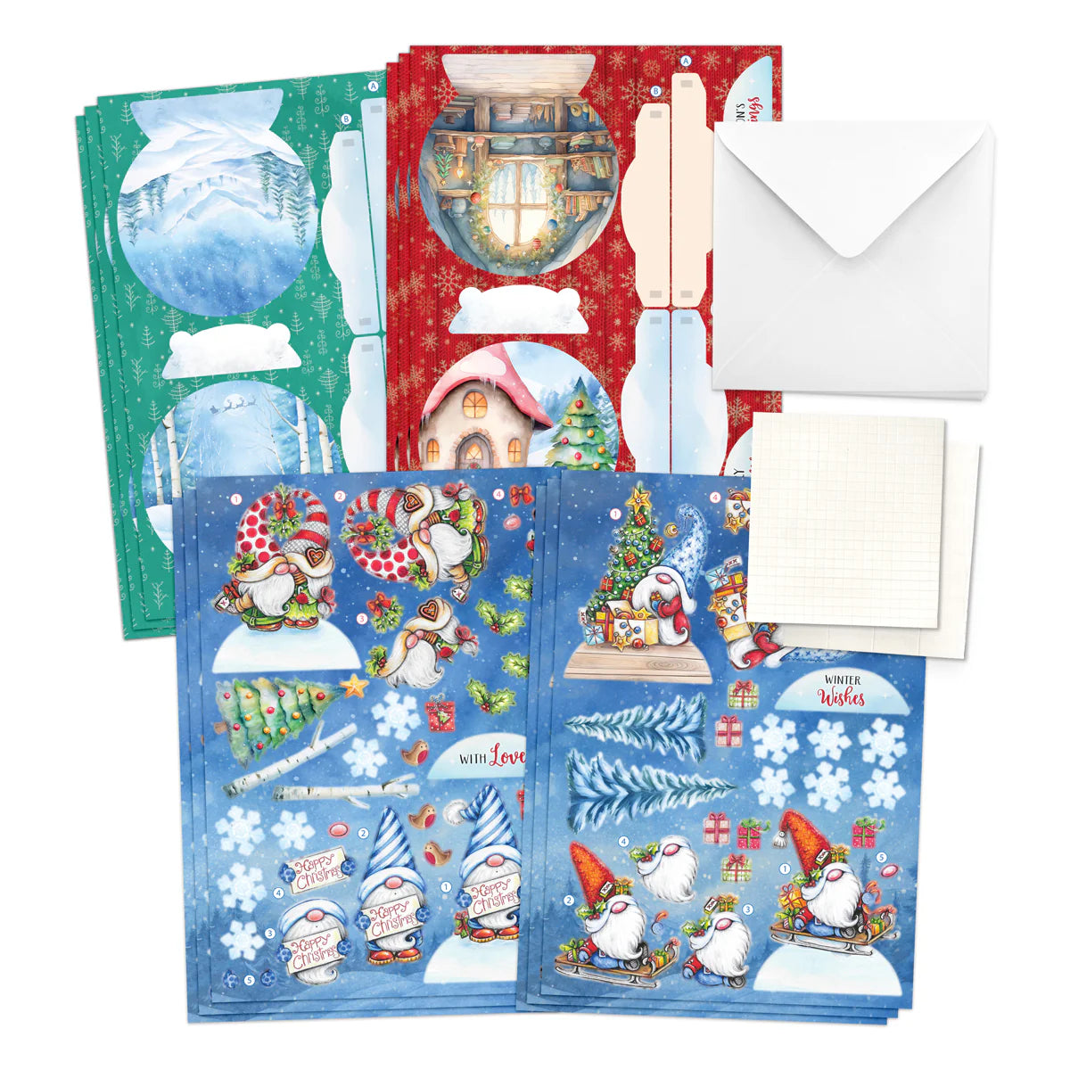 Christmas Garden Gnomes, Pop Up Card Making Kit